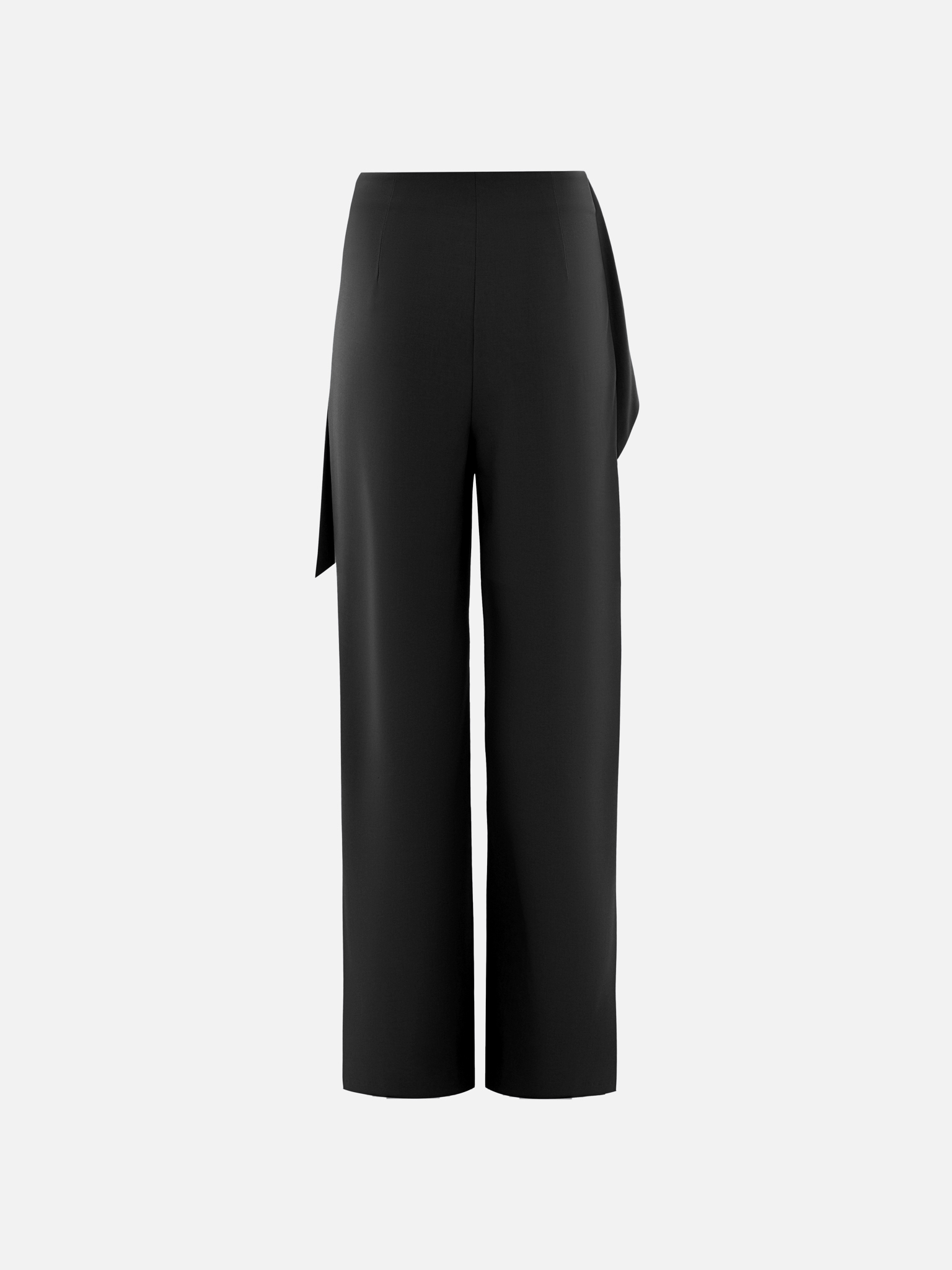 Loose-fit trousers with draping at the hips