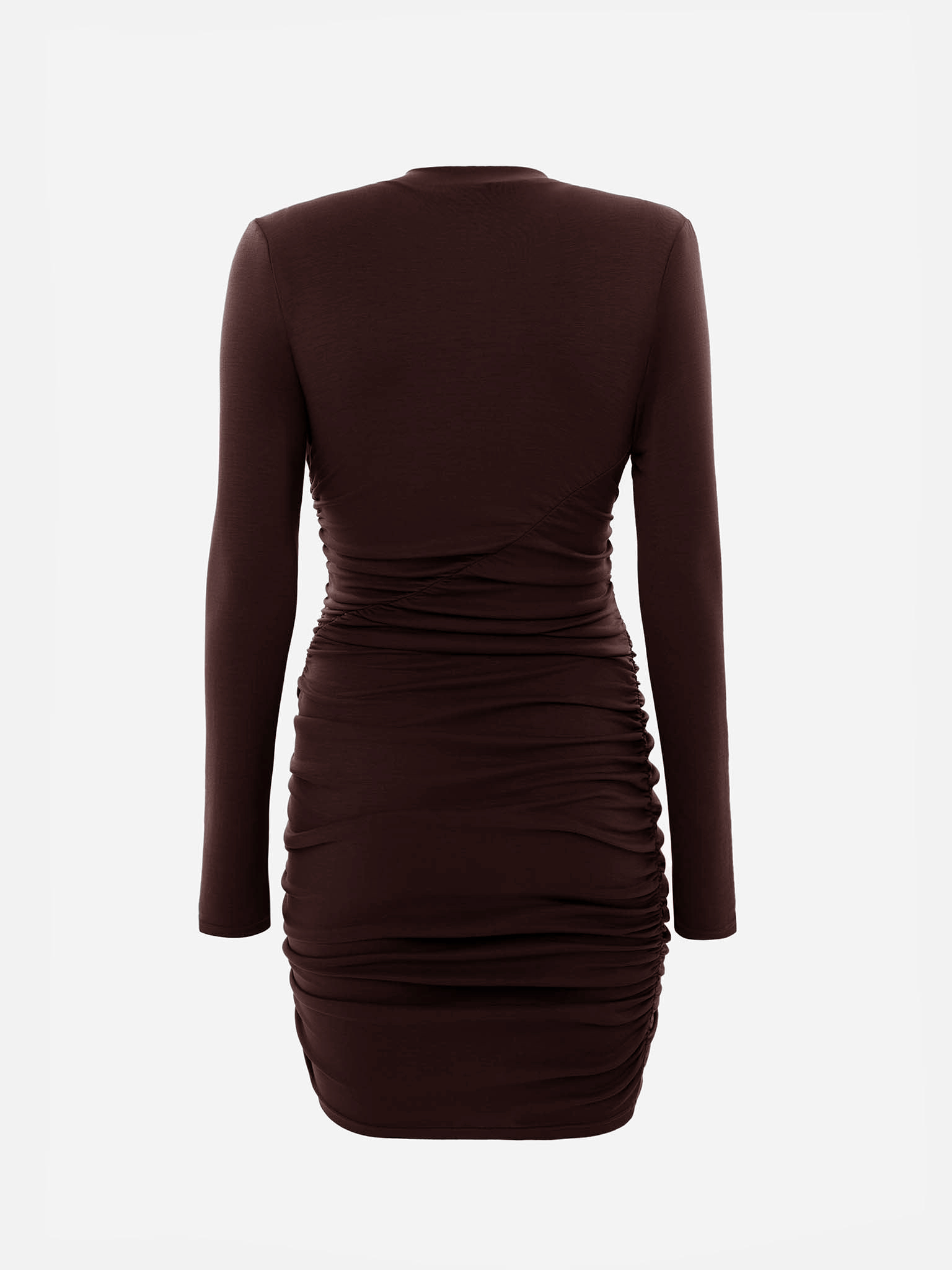 Jersey mini dress with asymmetrical gathering at the front