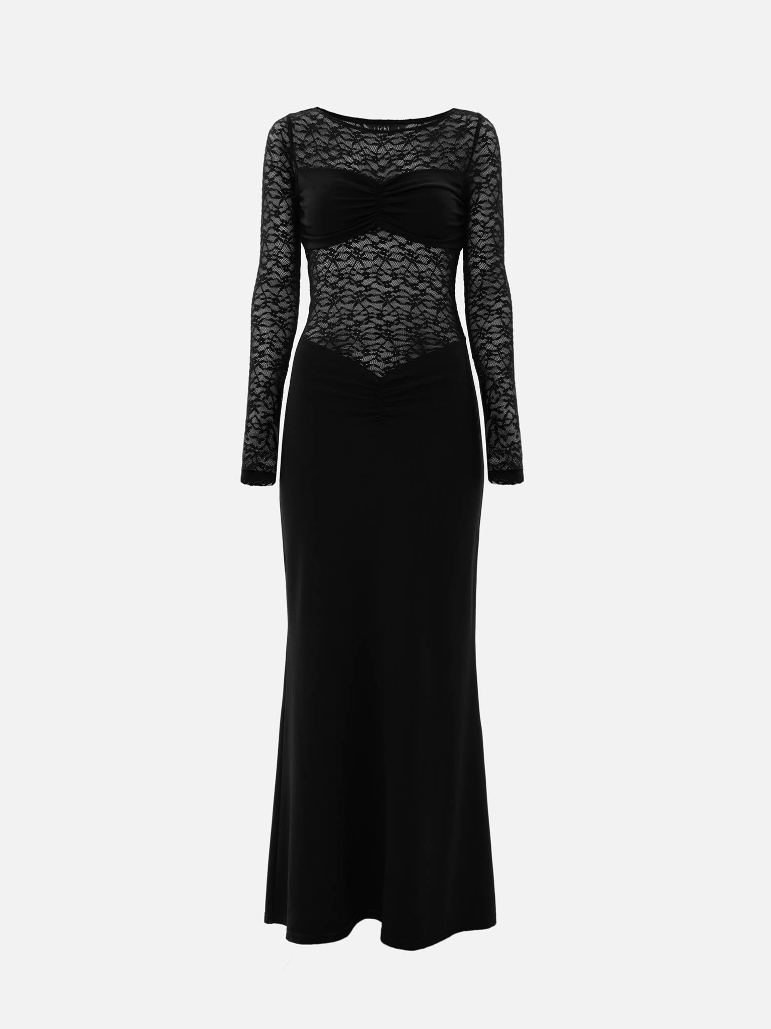 Maxi dress with lace bodice