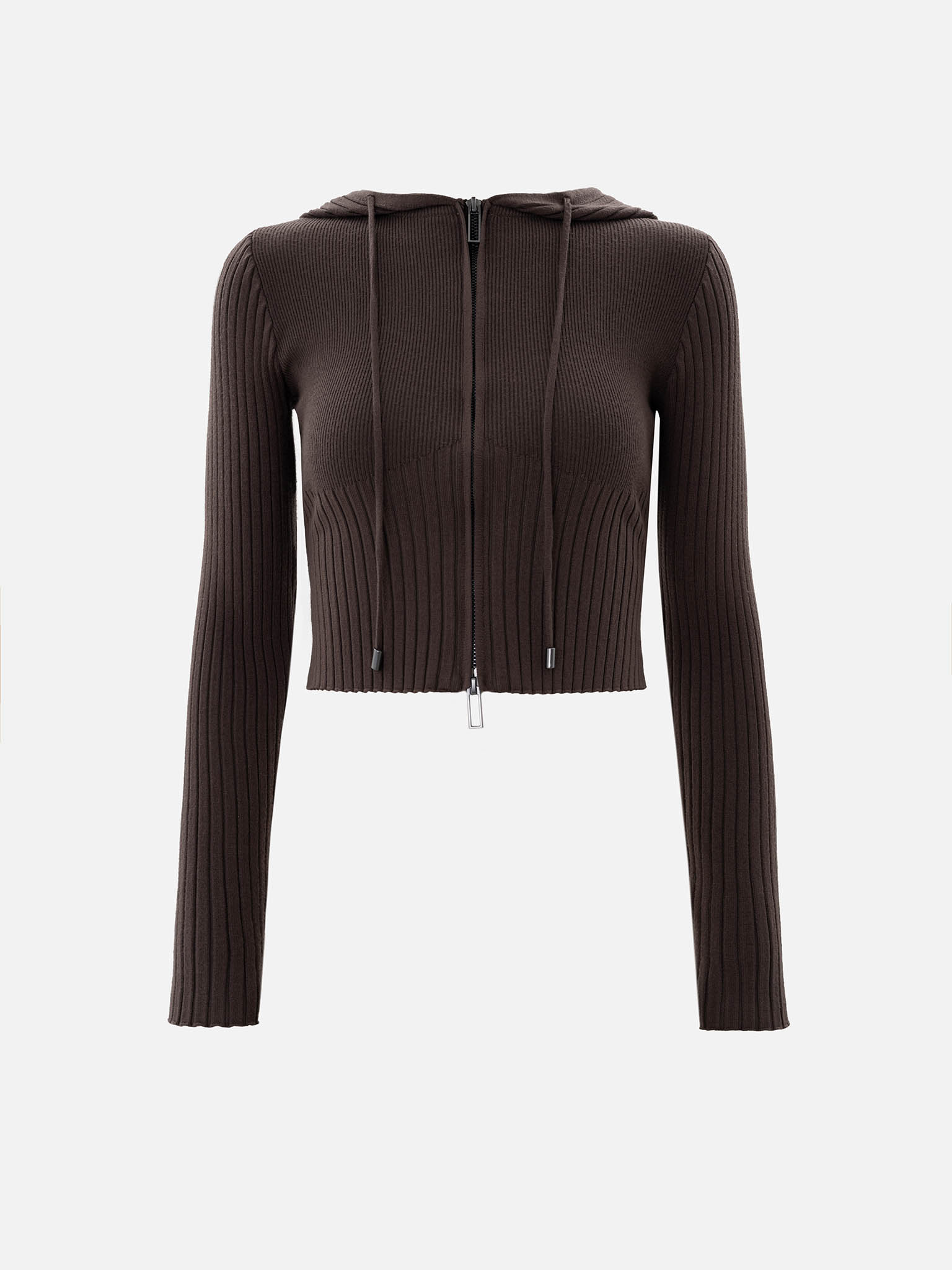 Cropped knitted cardigan with zip fastening :: LICHI - Online