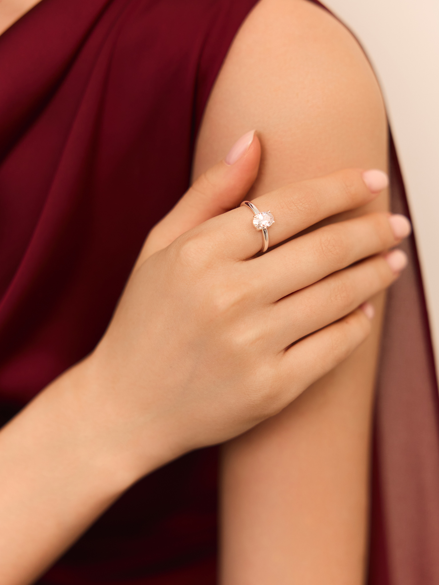 Thin ring with an oval stone