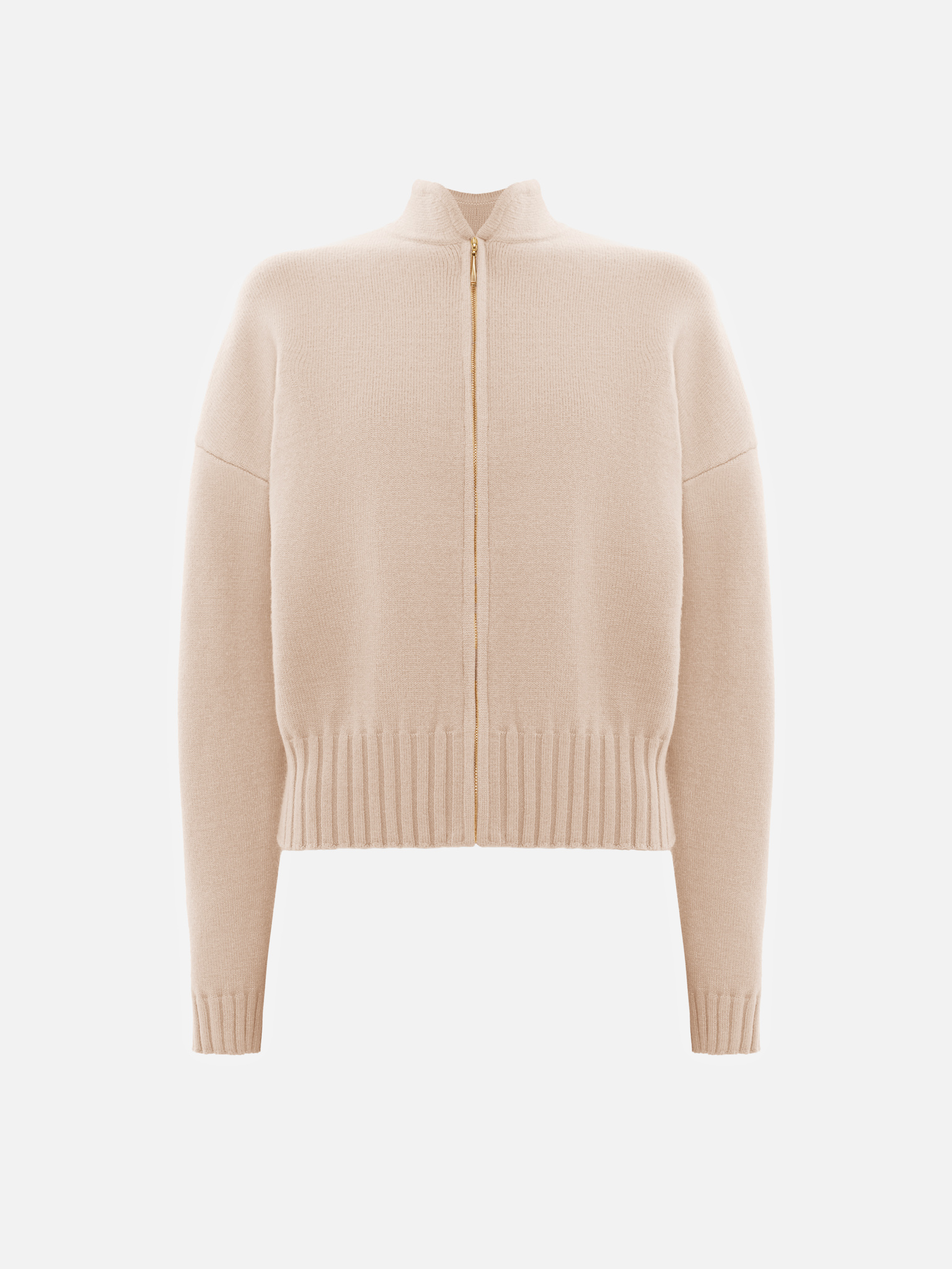 Smooth knitted cardigan with zip fastening