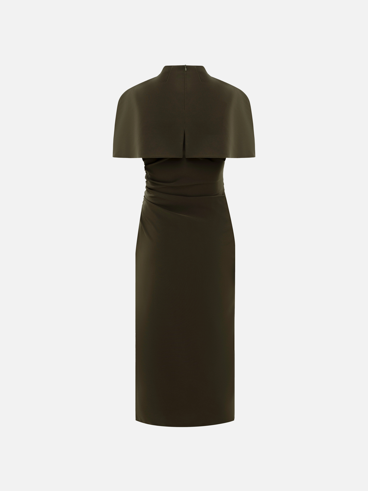 Fitted midi dress with a shoulder cape