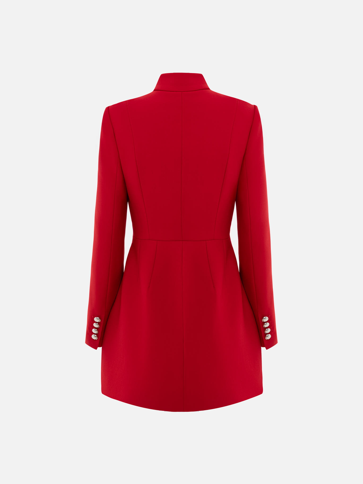 Платье мини с фигурным вырезом на груди и крупными пуговицами