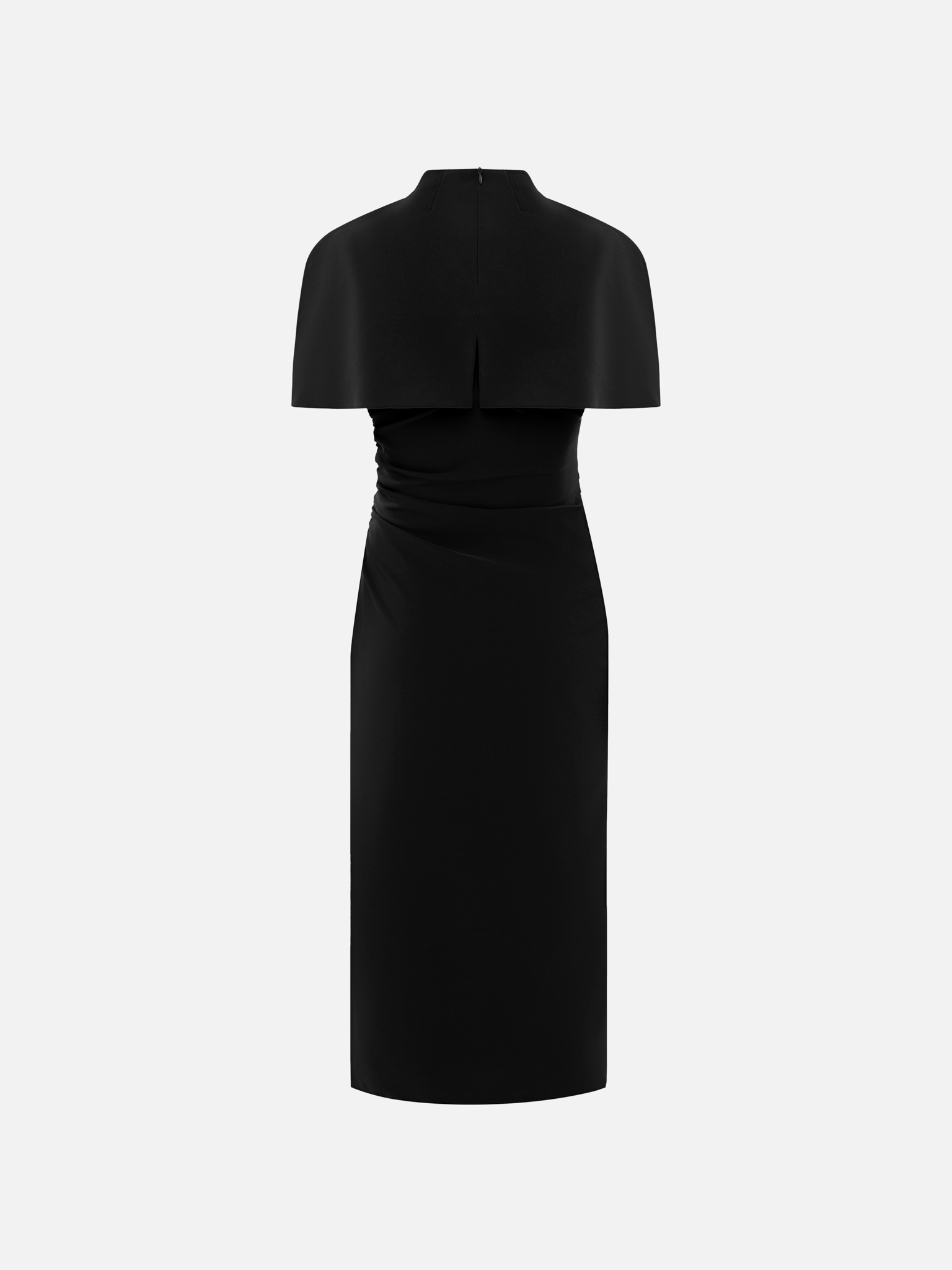 Fitted midi dress with a shoulder cape