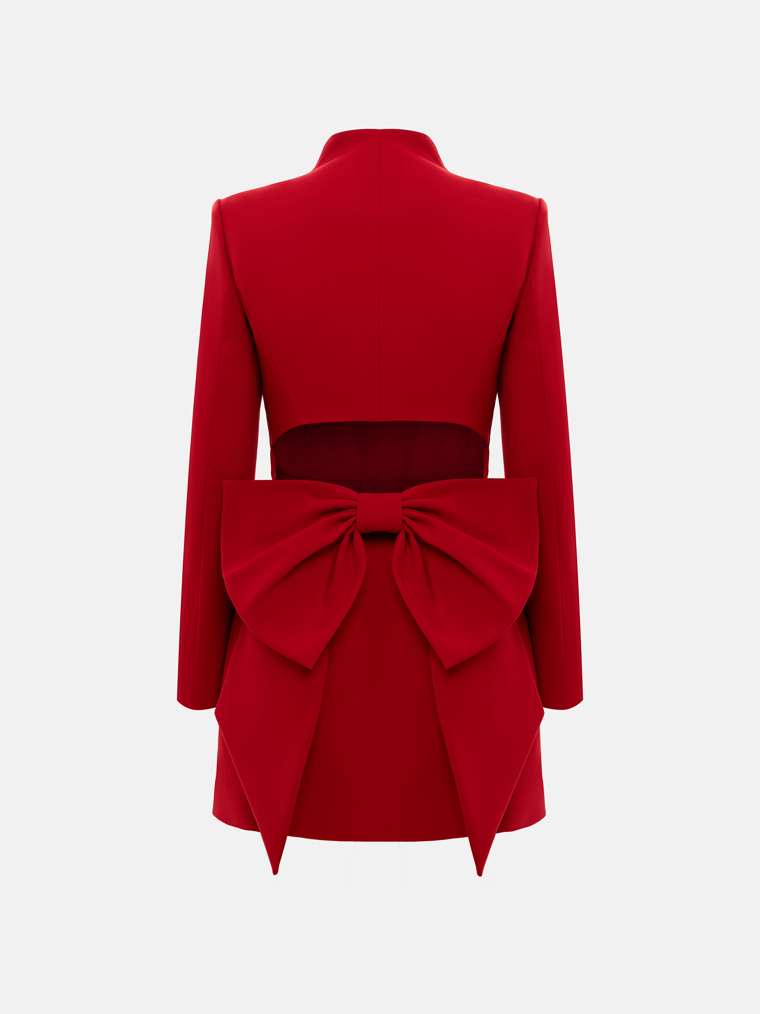 Платье мини приталенного силуэта с пышным бантом на спинке