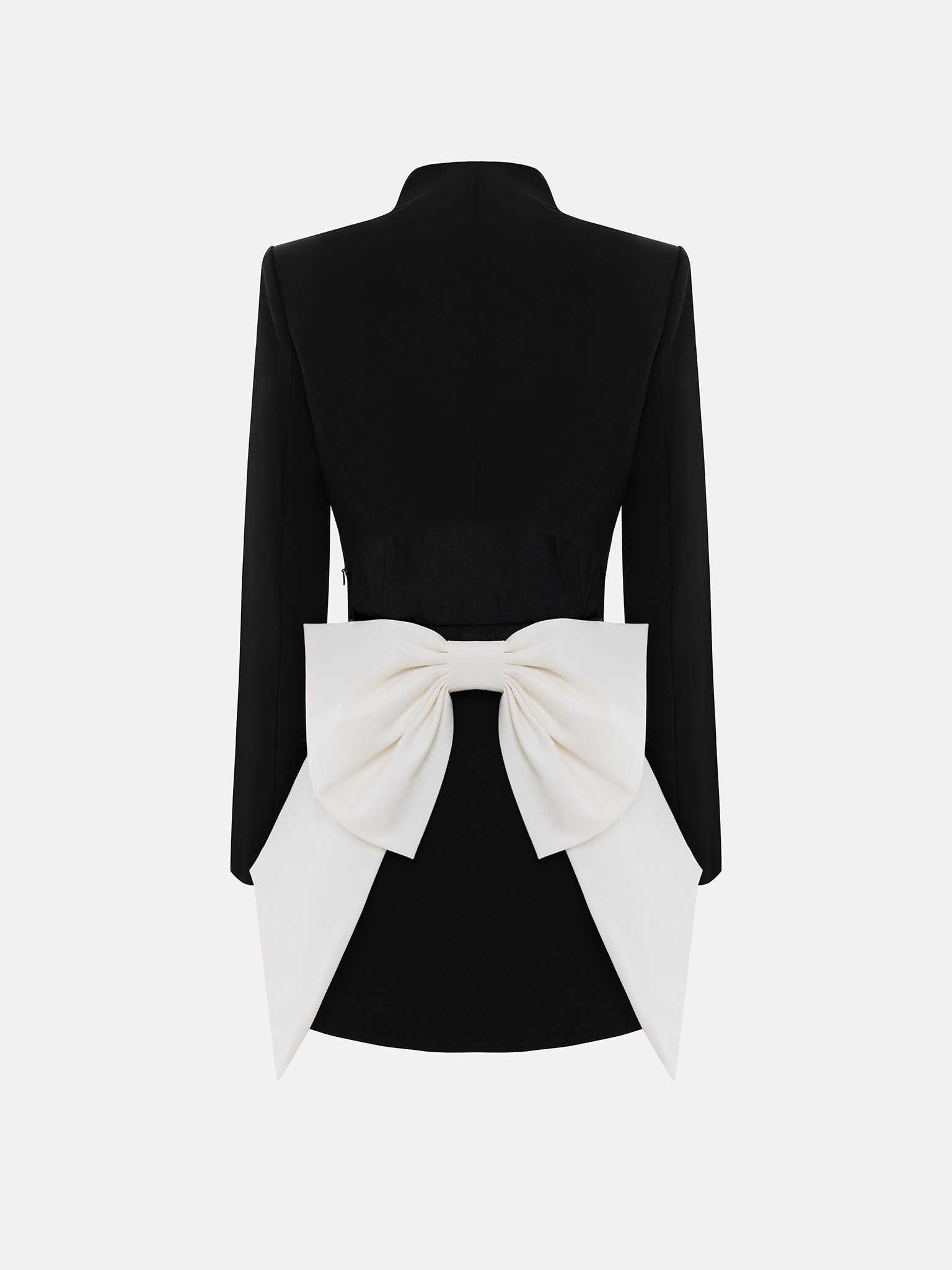 black and white bow mini dress Rachel Gilbert Kace Ivory Contrast Bow Mini Dress main image 1