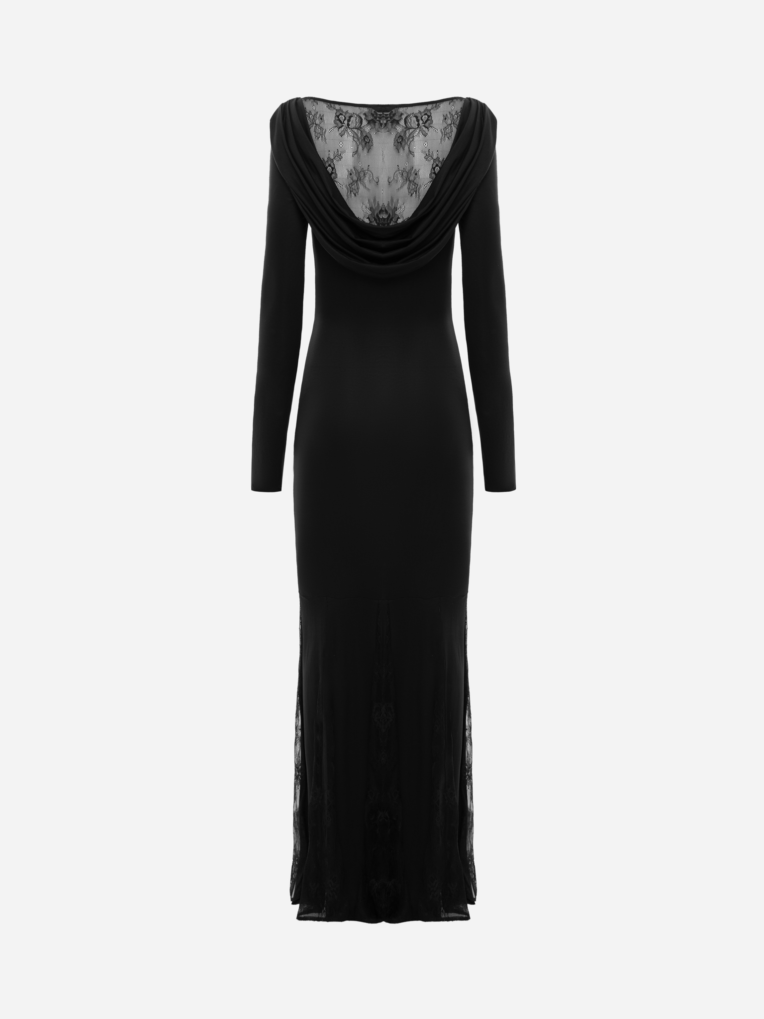 Knitted maxi dress with lace inserts