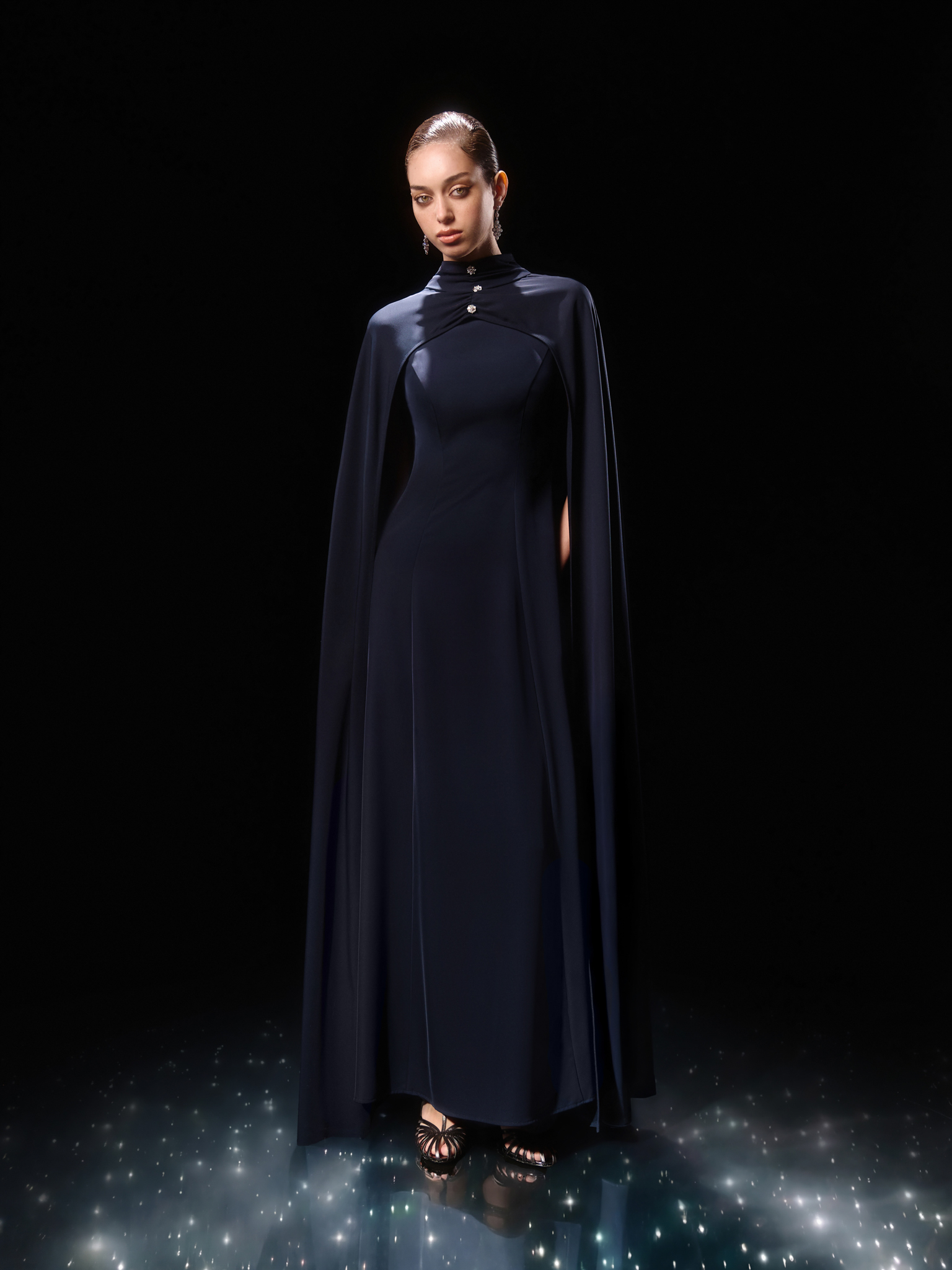 Fitted maxi dress with floor-length cape :: LICHI - Online fashion store Fitted maxi dress with floor-length cape :: LICHI - Online fashion store