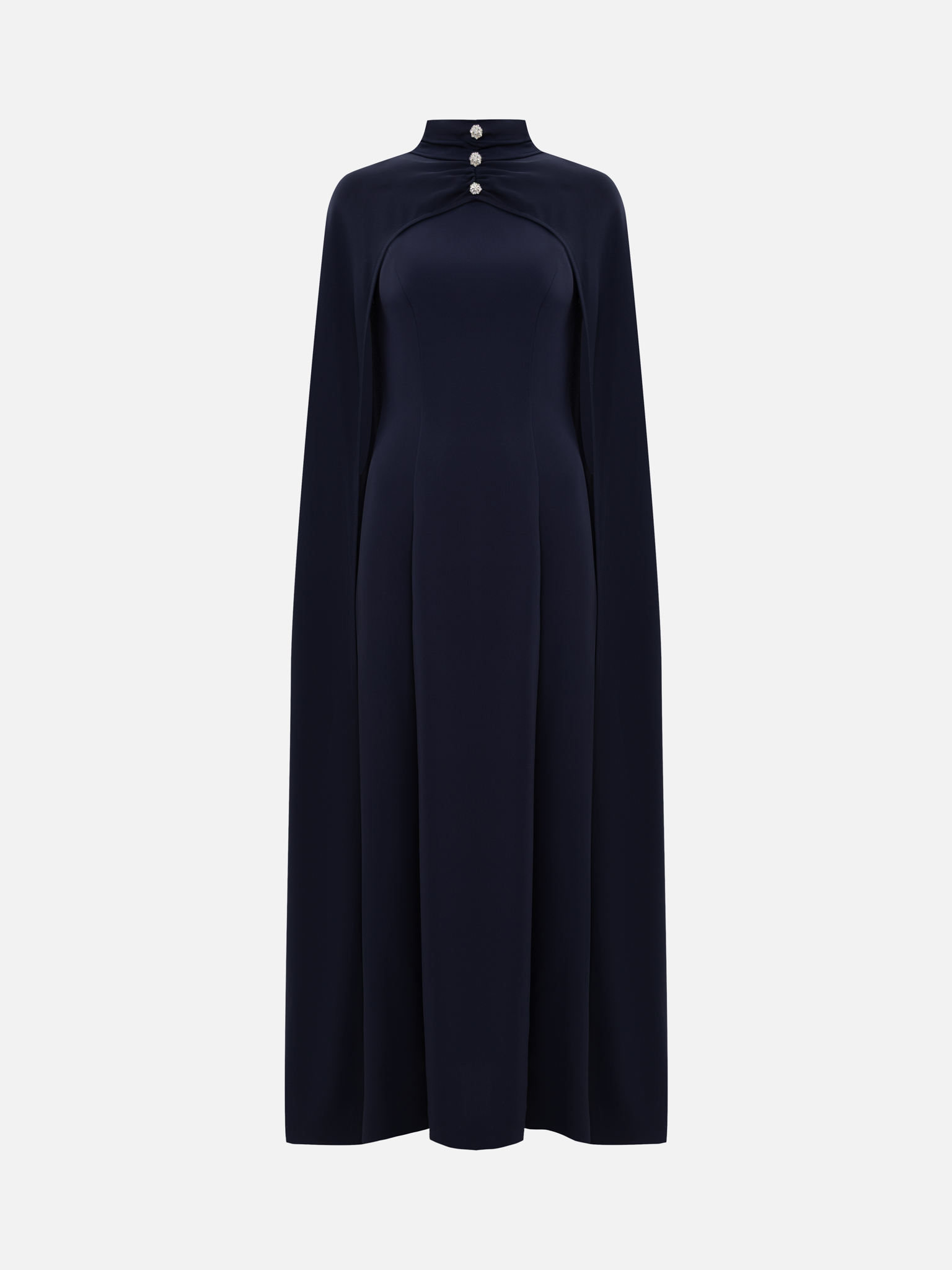 fitted cape dress Ladivine CD356 Dress Fitted Chiffon With Long Cape Sleeves Royal Blue / 6