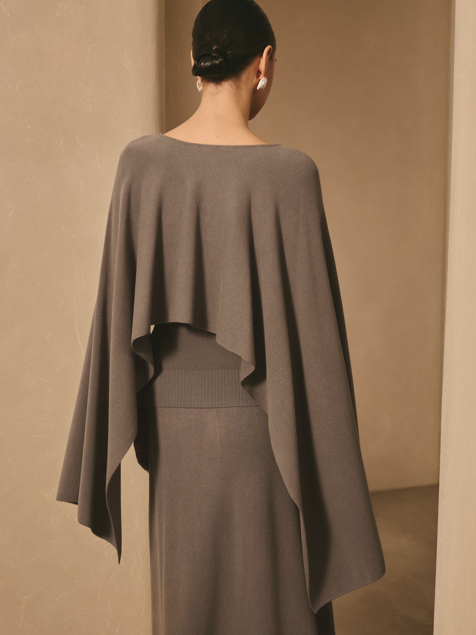 Viscose jumper with long cape