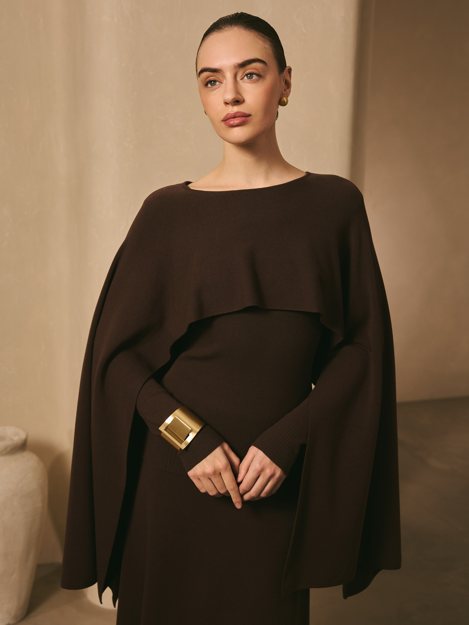 Viscose jumper with long cape