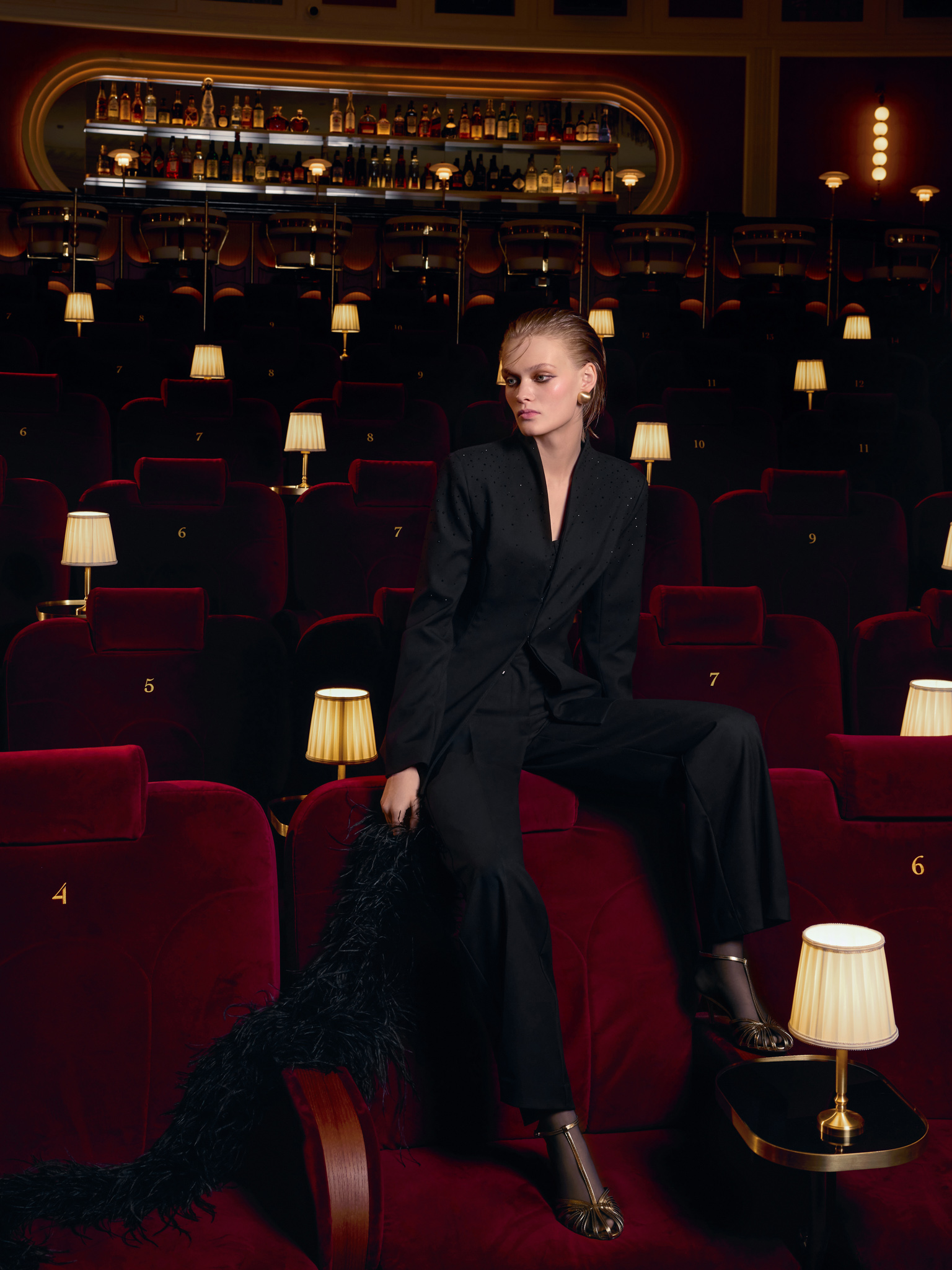 Fitted jacket with rhinestones