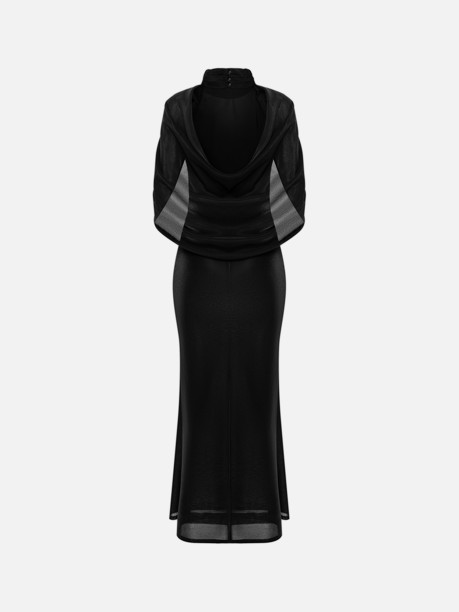 Shiny maxi dress with draped back