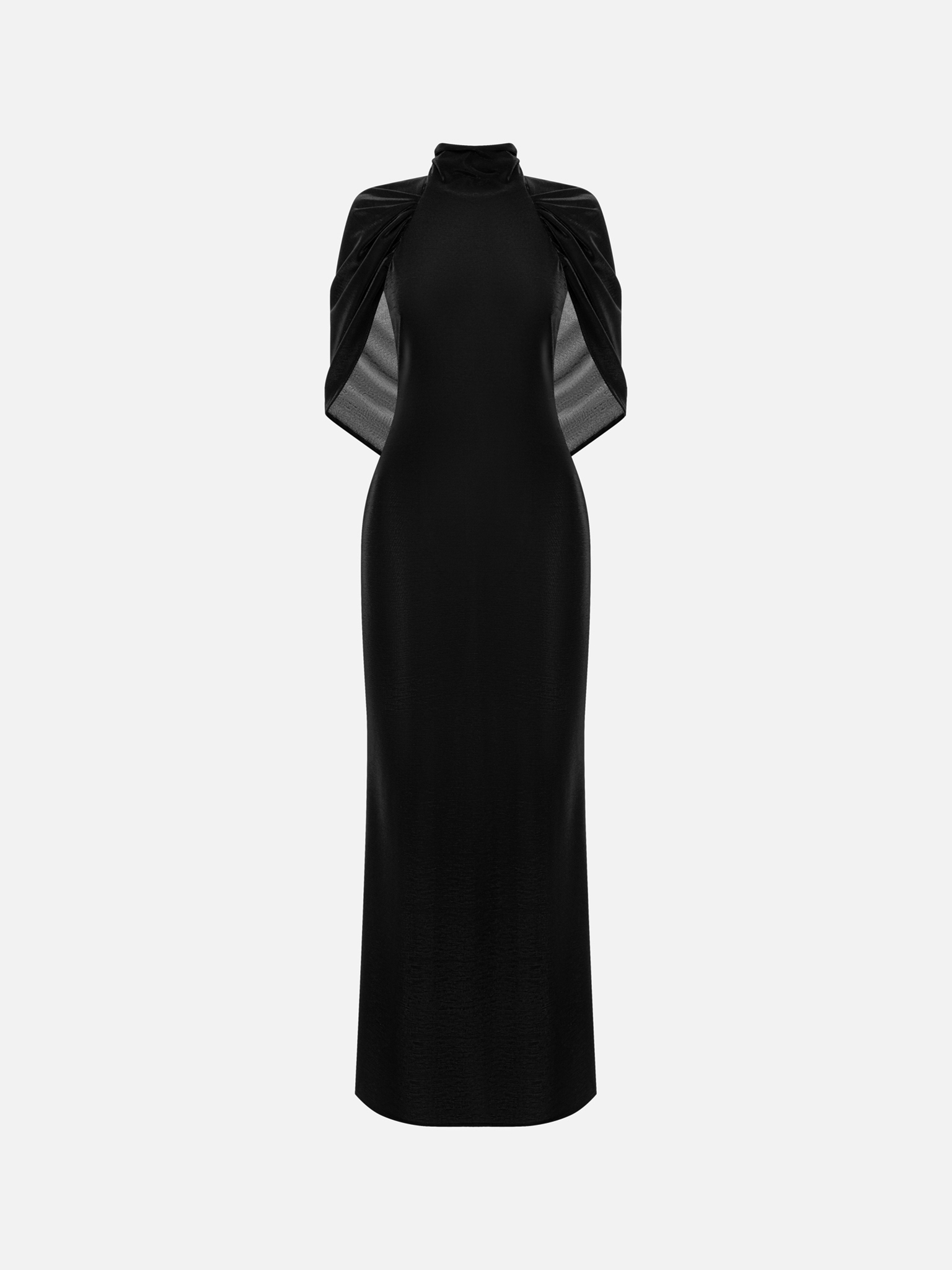 Shiny maxi dress with draped back