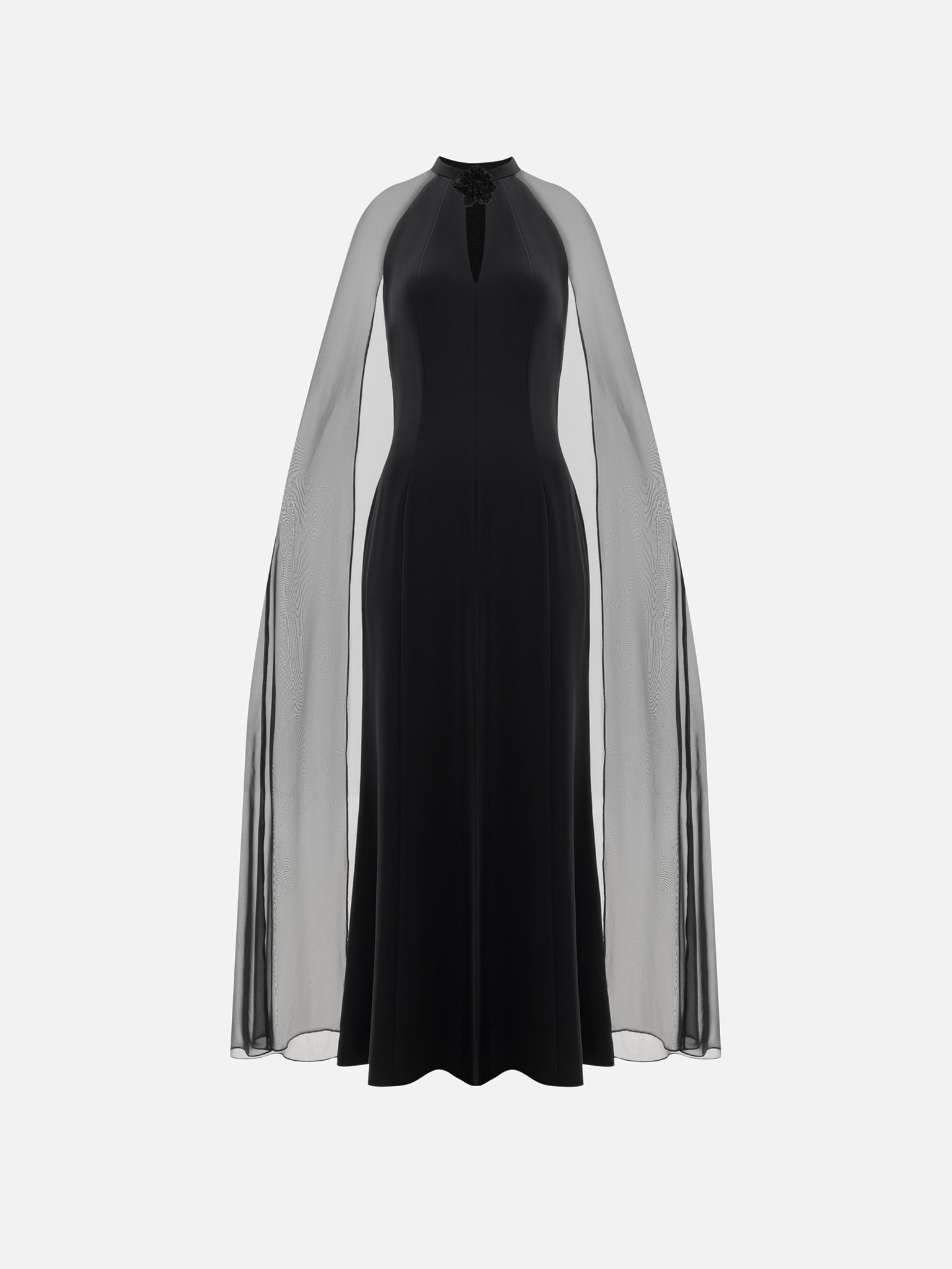 Maxi dress with flower on the collar and a light cape :: LICHI - Online  fashion store