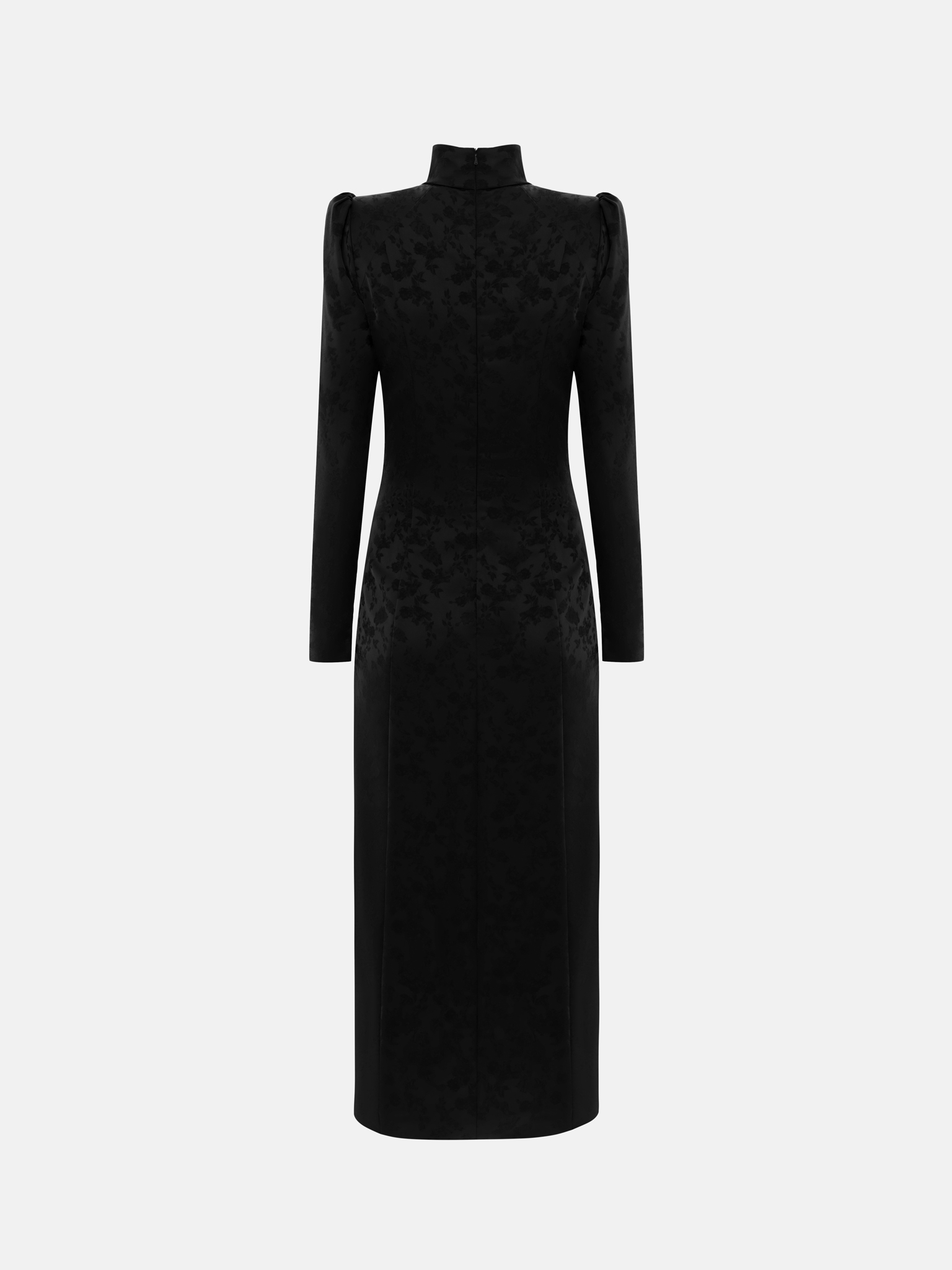 Приталенное платье миди из жаккарда с каплевидным вырезом