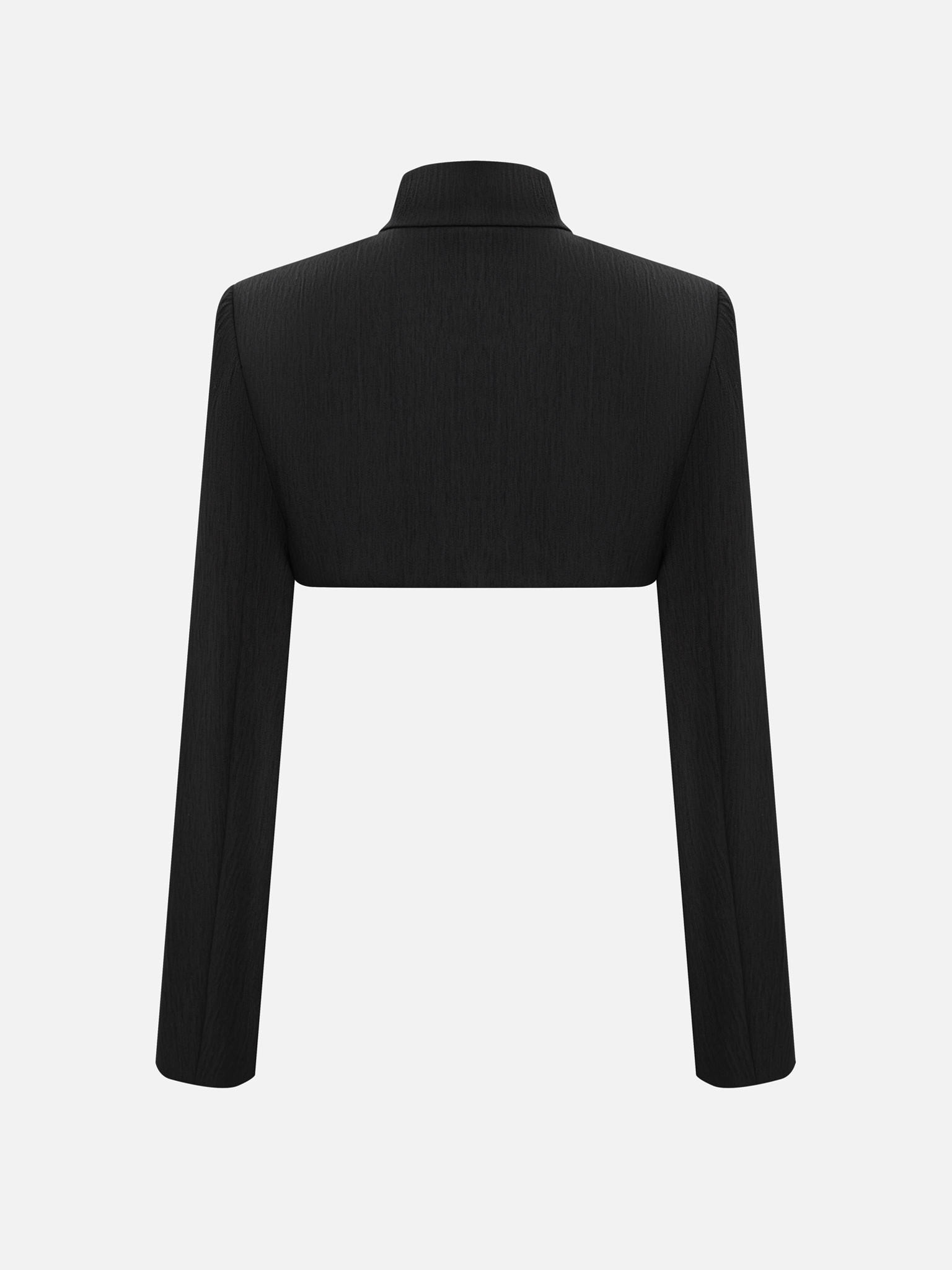 Bolero with stand-up collar and accentuated shoulders