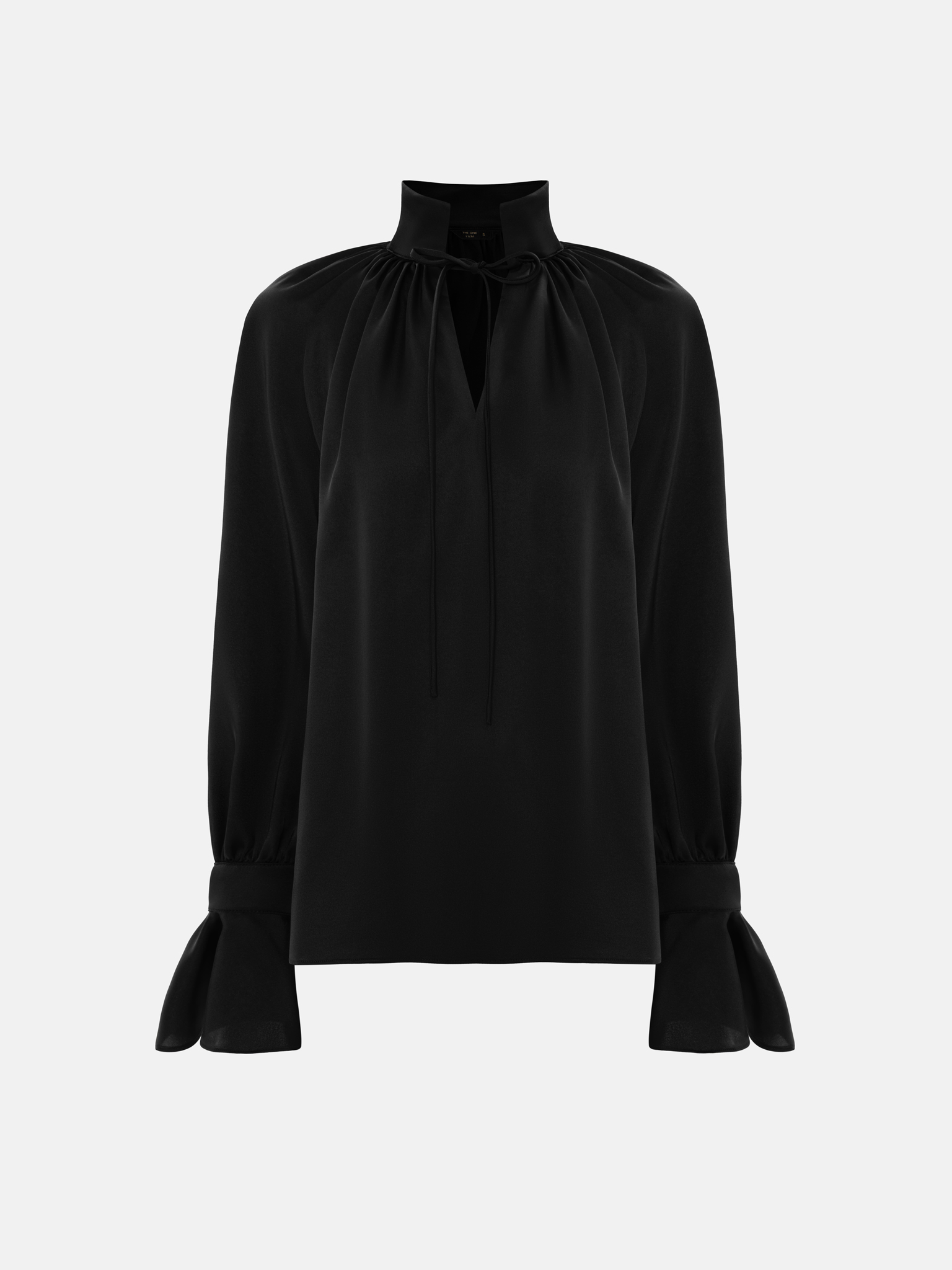 Blouse volumineuse en satin avec liens au col