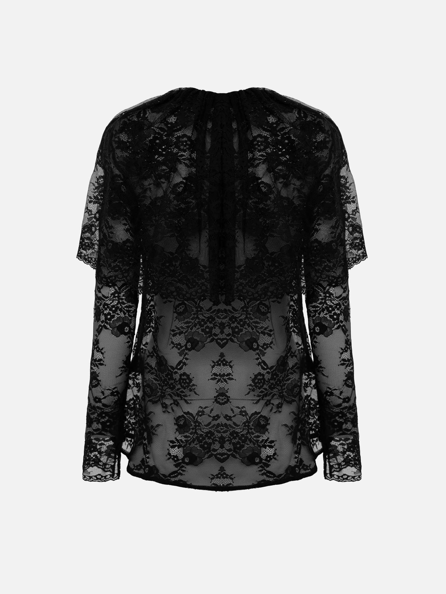 Guipure lace blouse with voluminous cape