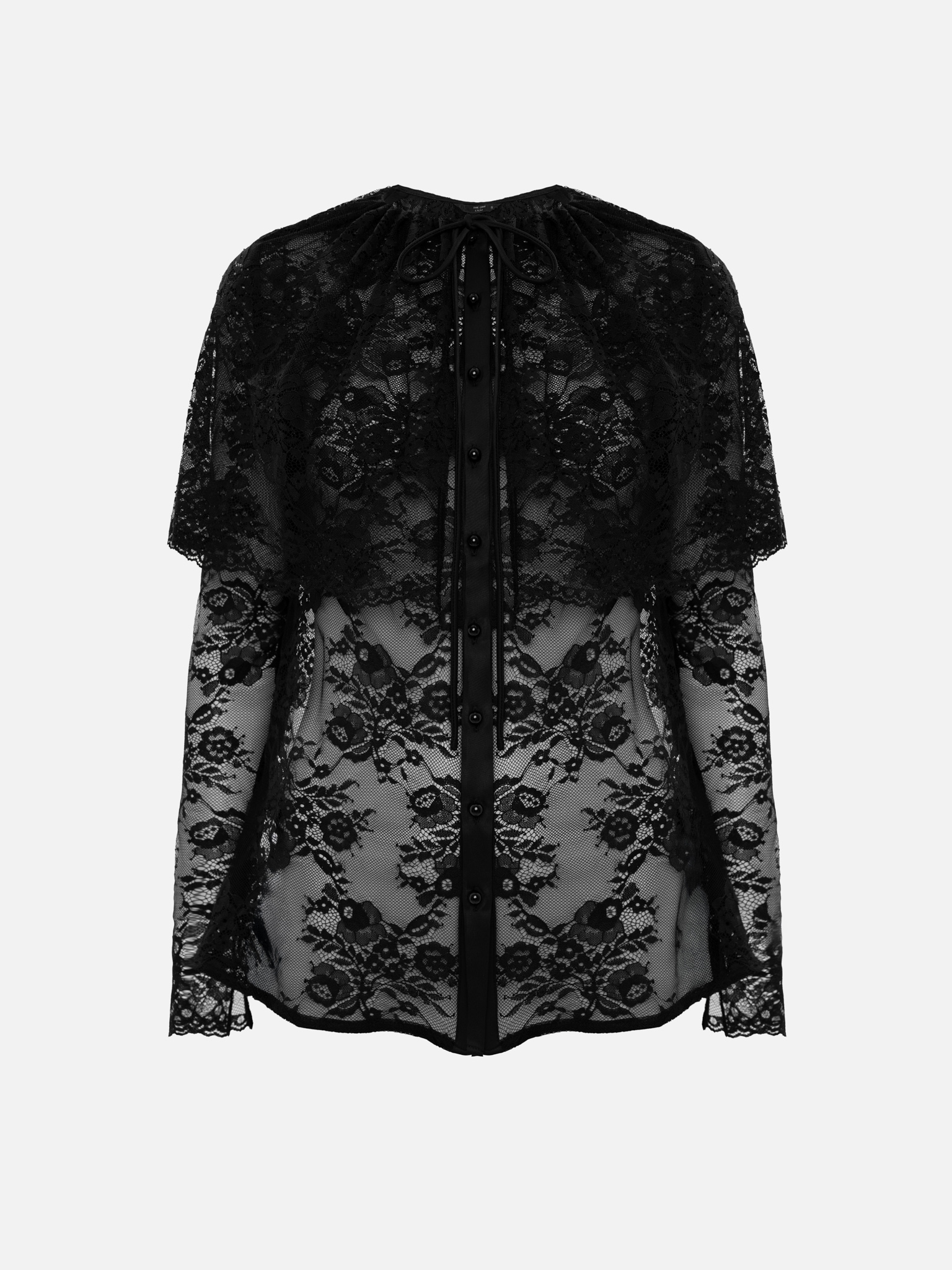 Guipure lace blouse with voluminous cape