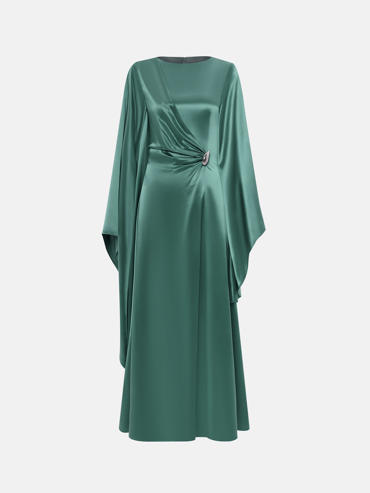 raglan sleeve tie front flare satin dress Elegant Wrap Around Tie Satin Maxi Dress - Shop Now main image 0