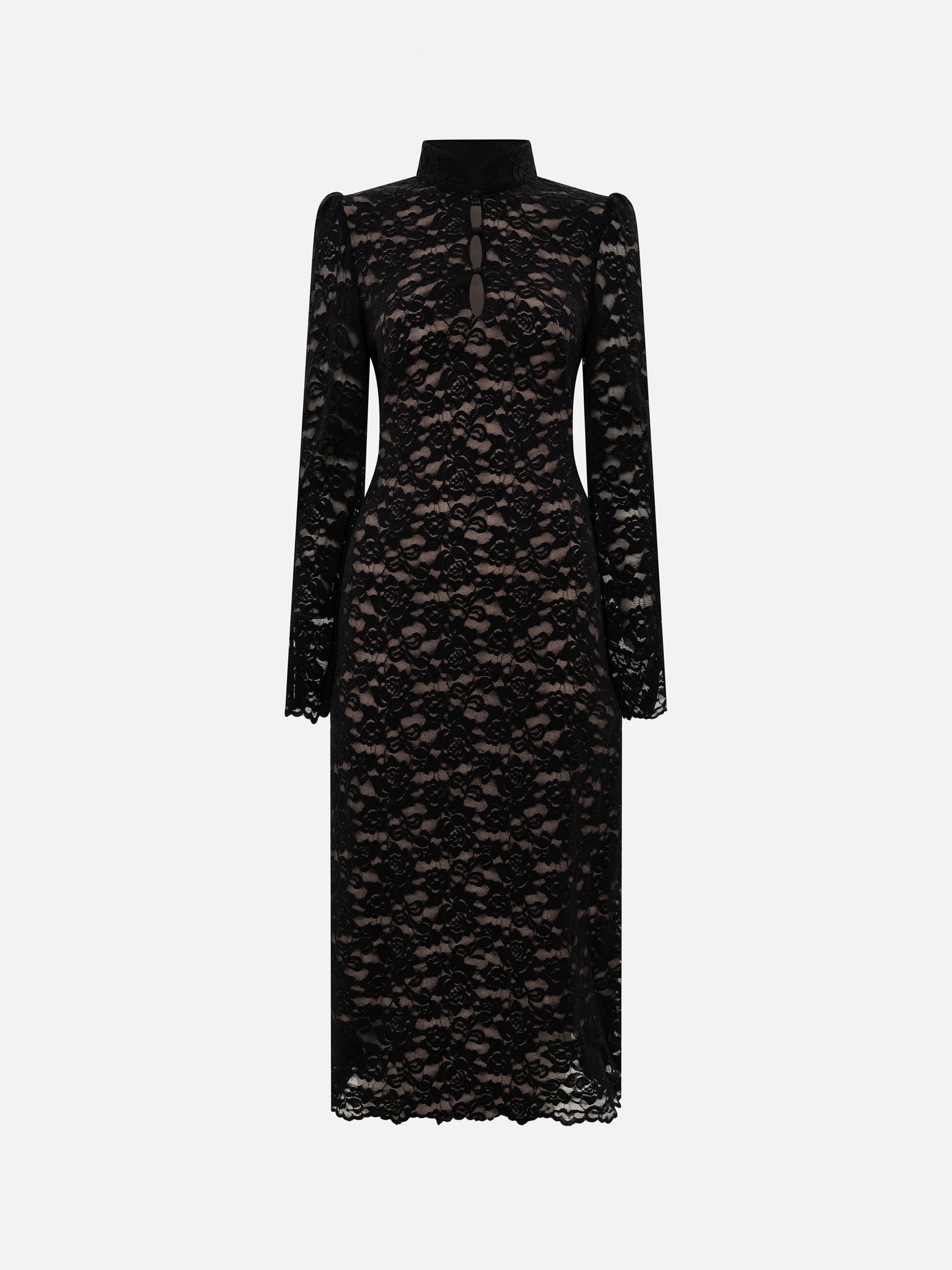 Fitted guipure midi dress