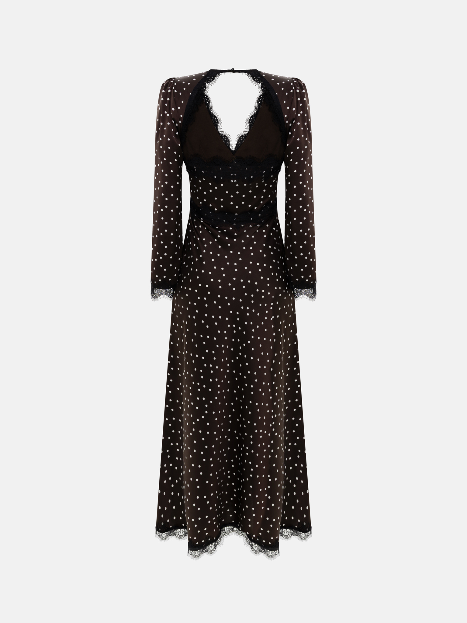 Polka dot midi dress with lace trim — Lichi
