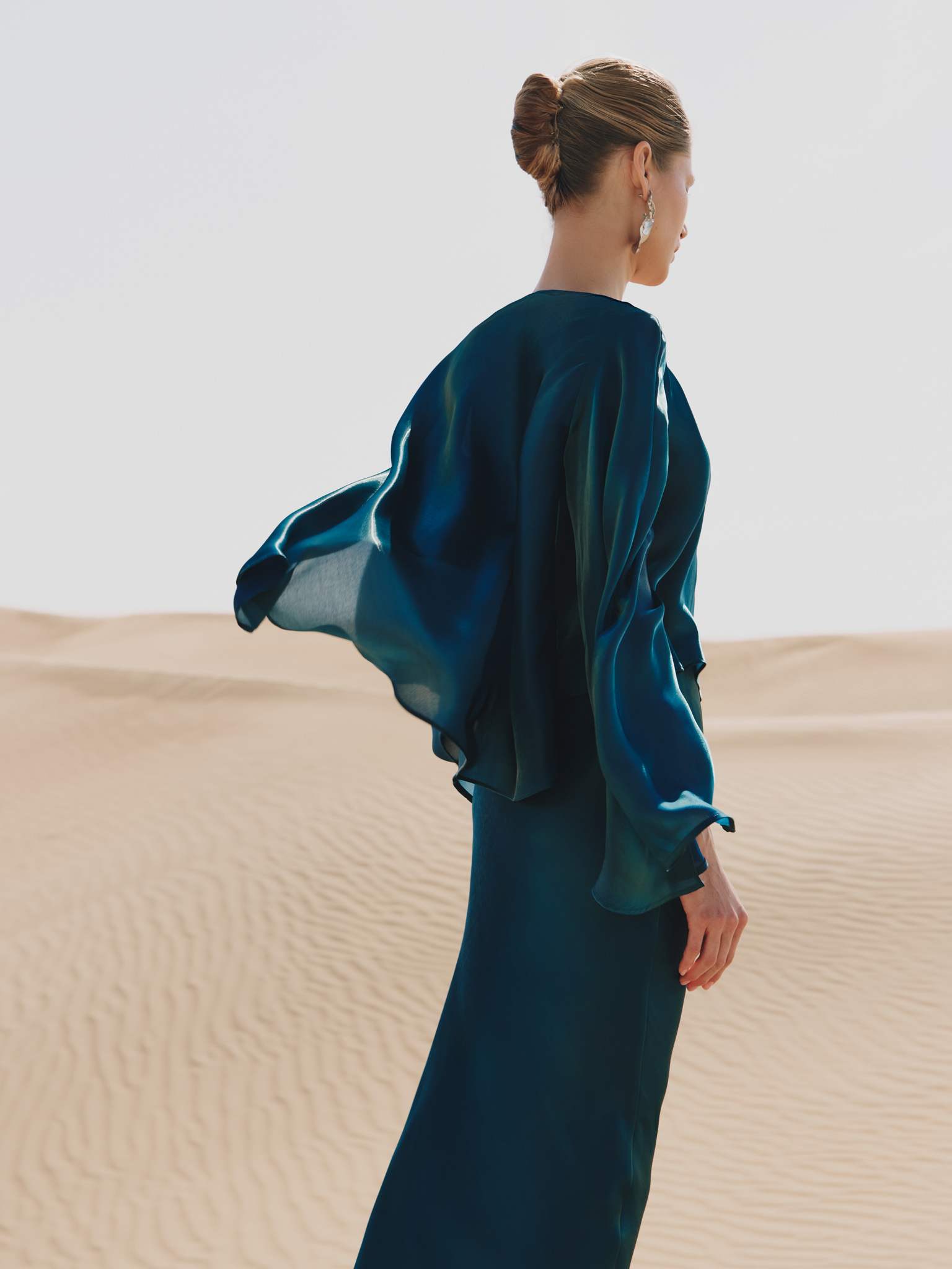 Maxi skirt in shiny fabric