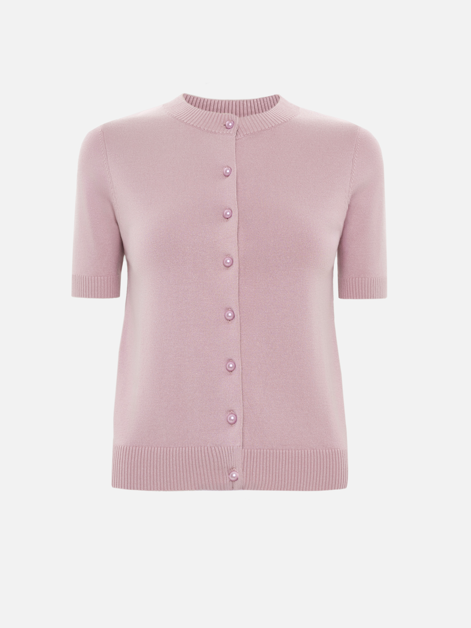 Cardigan with short sleeves and pearl buttons