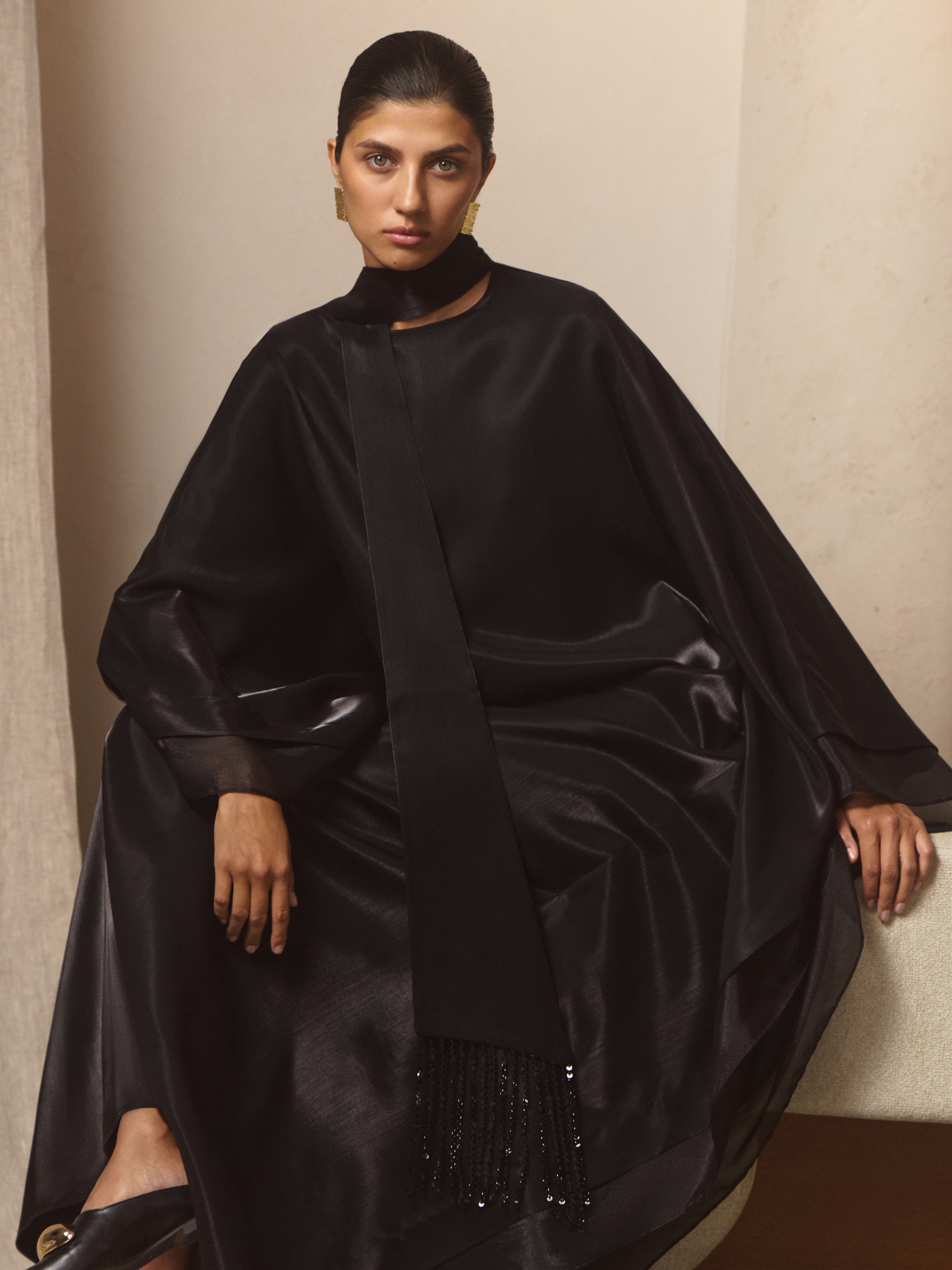 Viscose maxi dress with matching wide scarf