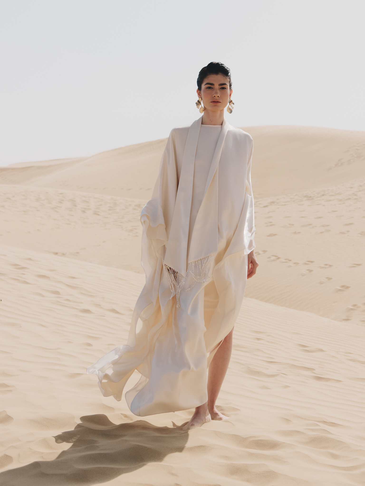 Viscose maxi dress with matching wide scarf