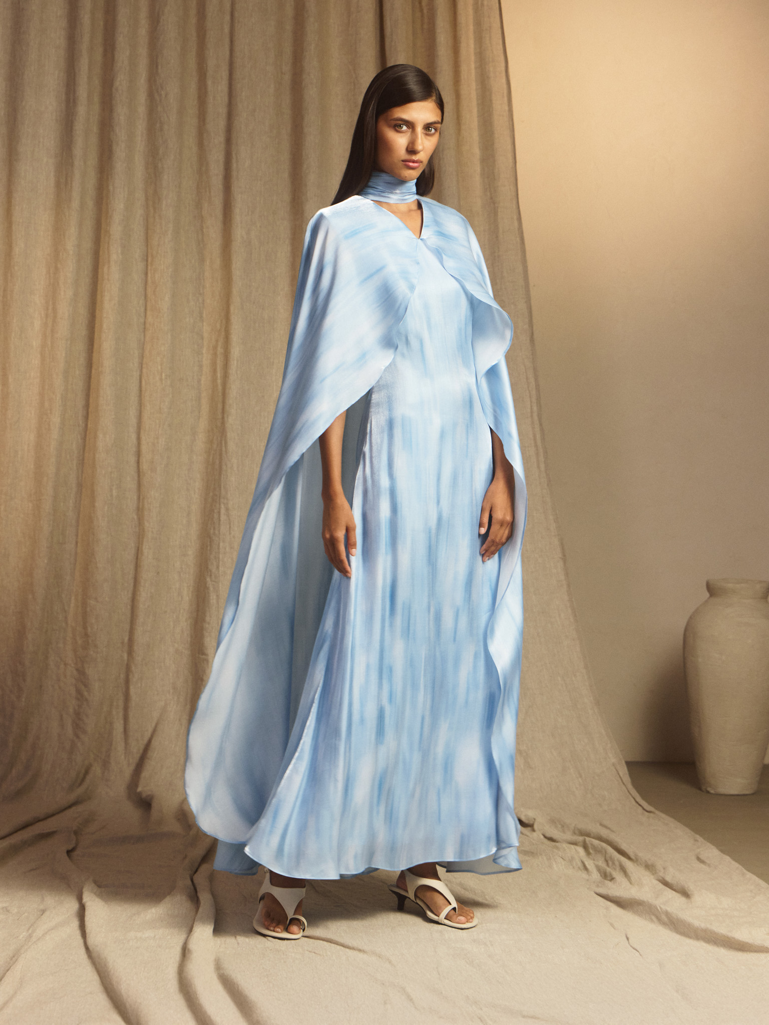 Lightweight viscose maxi dress with a gradient