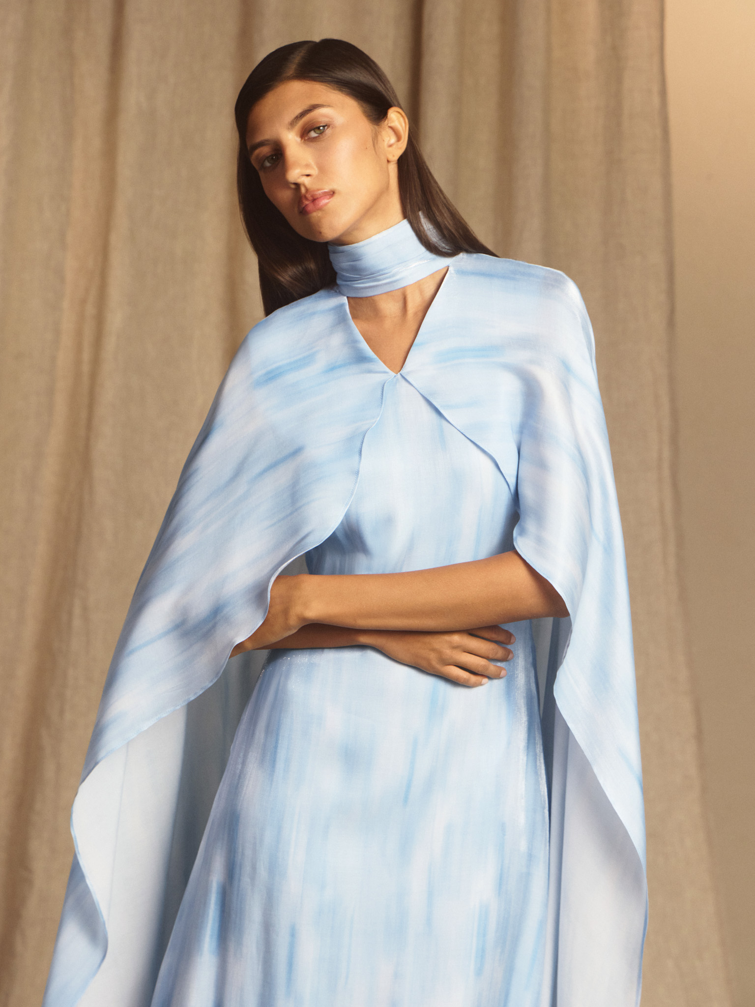Lightweight viscose maxi dress with a gradient