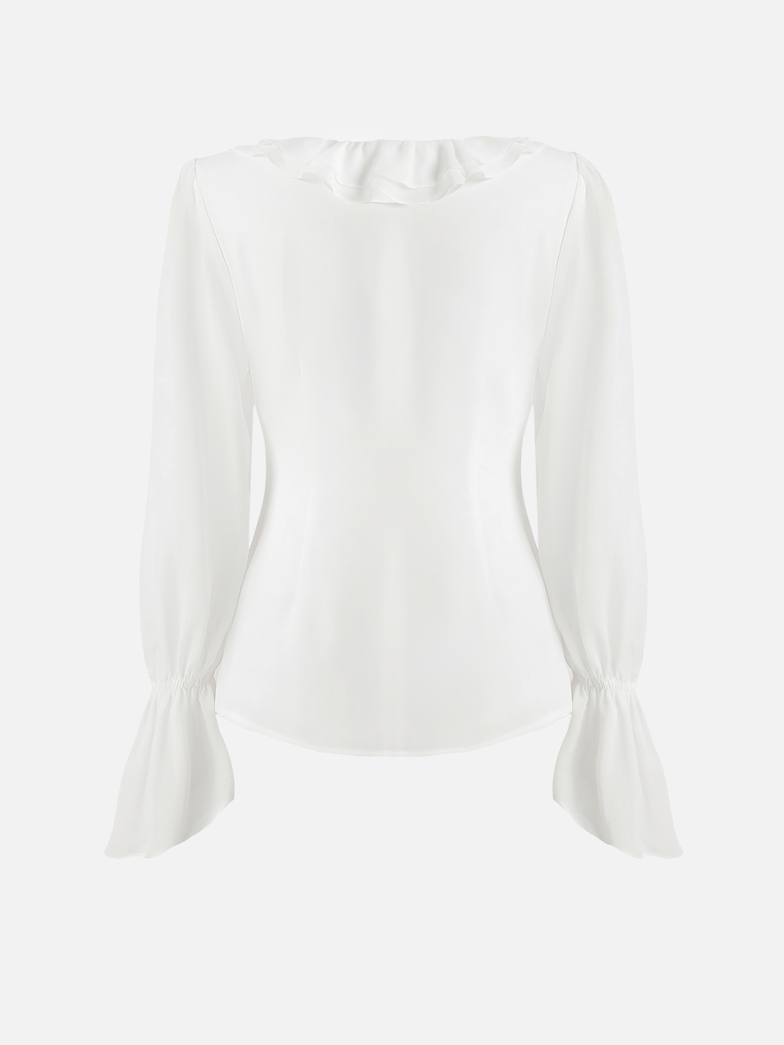 Wrap blouse with sheer sleeves