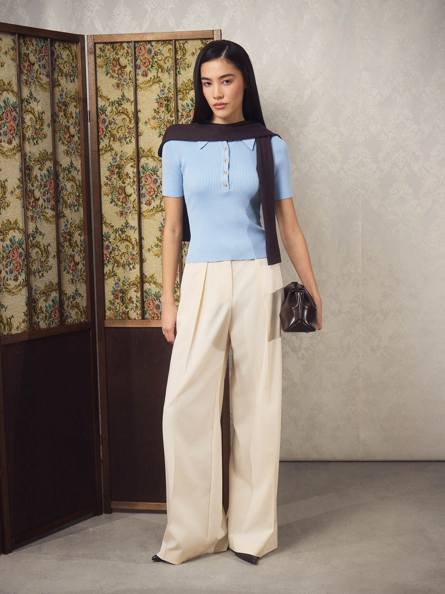 Polo en tricot frotté avec boutons au col