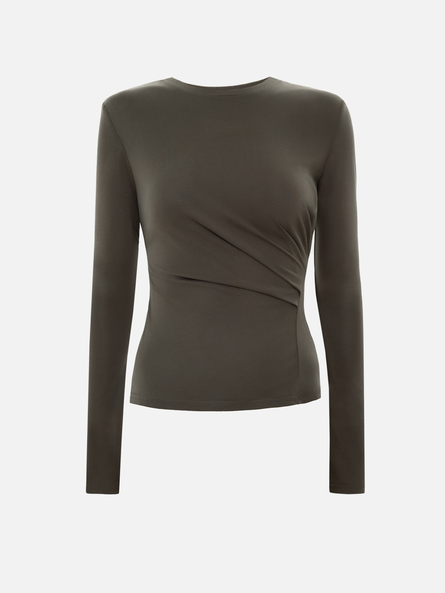 Viscose long sleeve top with draping at the waist