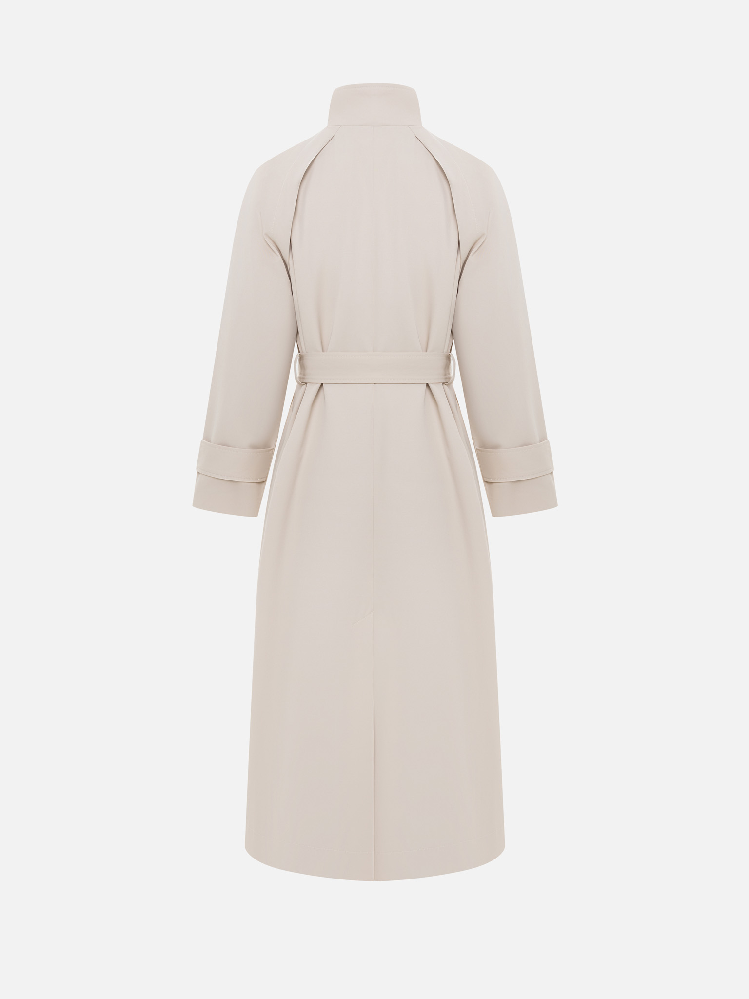 Loose midi trench coat with high collar
