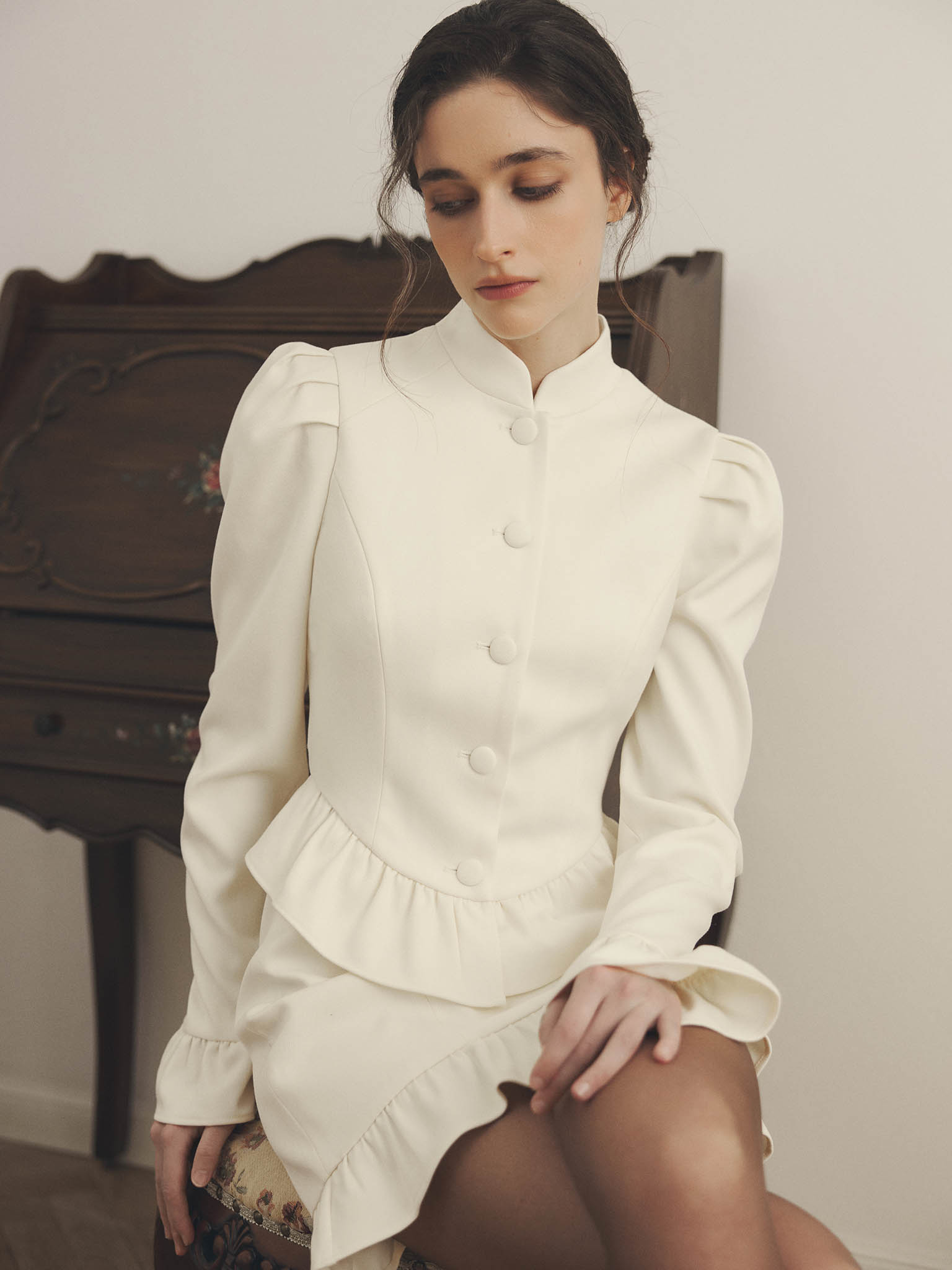 Winter Jacket Roffles Fitted jacket with ruffles on the cuffs and bottom hem :: LICHI ...