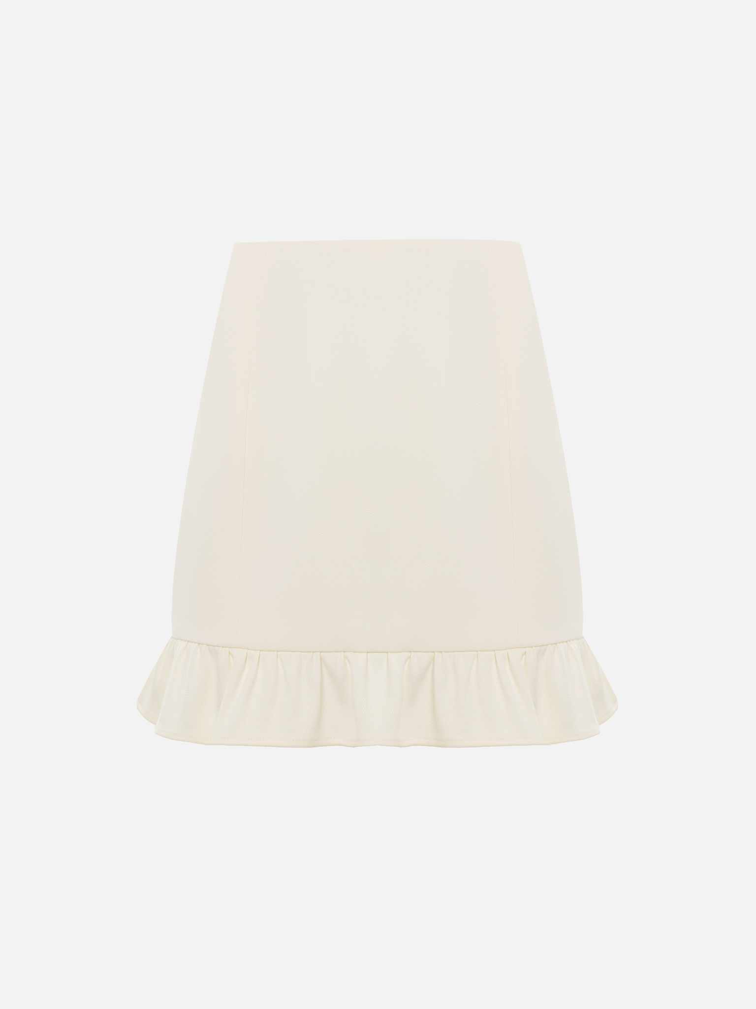 Straight mini skirt with ruffles on the bottom hem