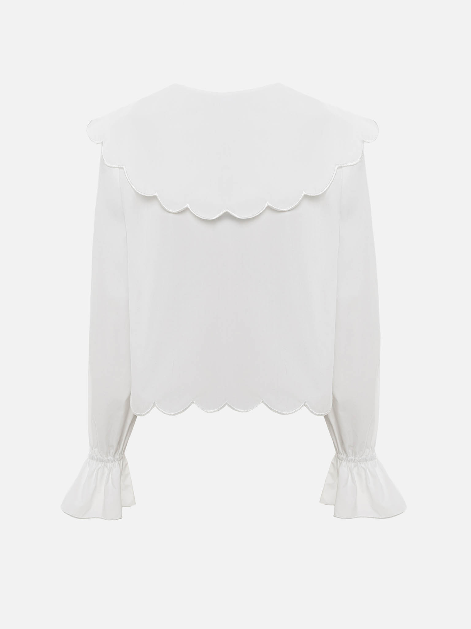 Cropped blouse with turn-down collar and ties