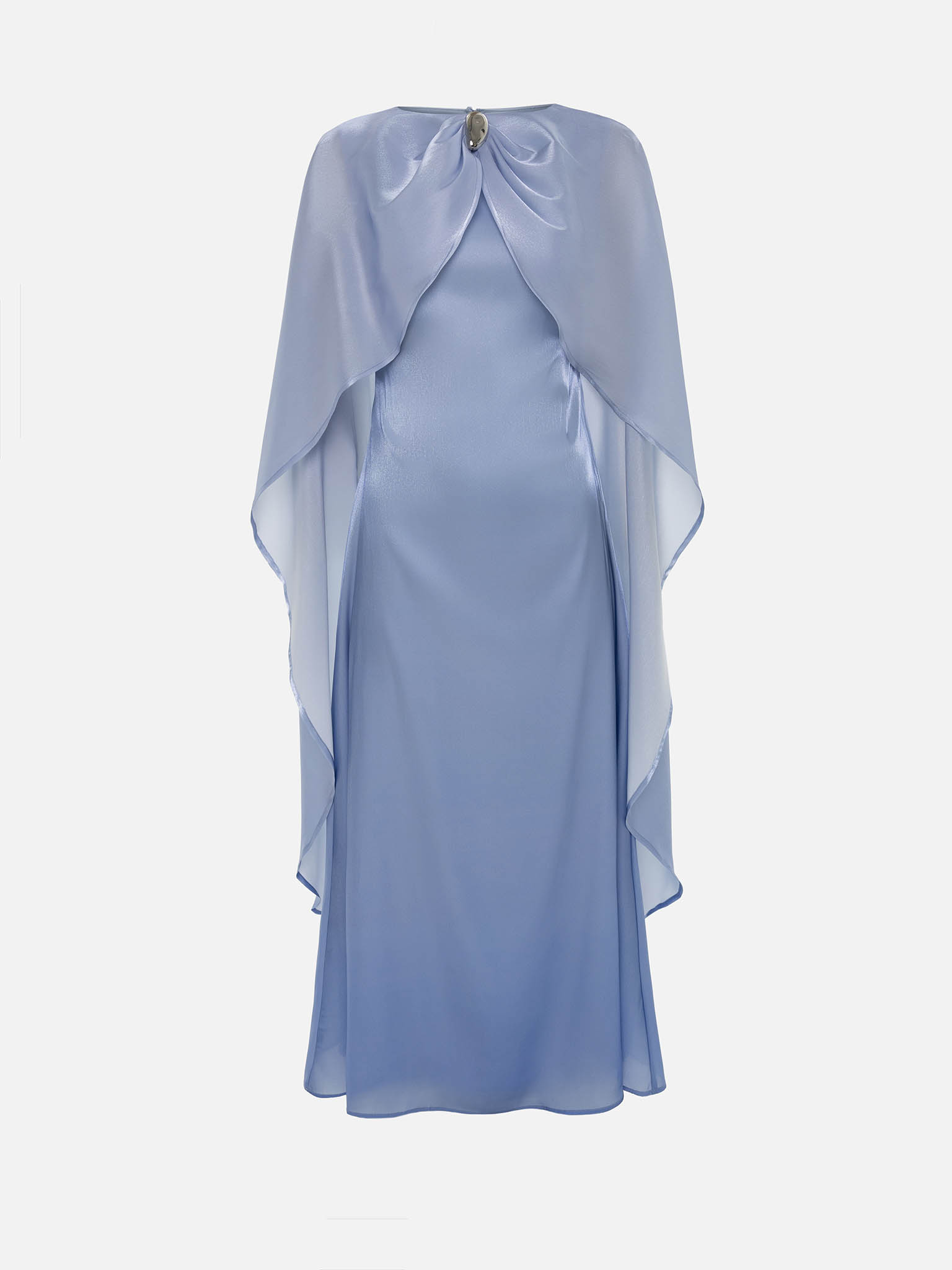 Shimmering maxi dress with cape and metallic detailing