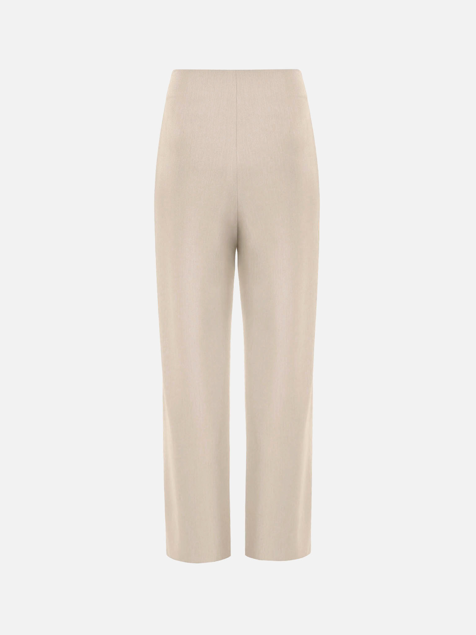 Mid-rise trousers with front creases and oversized buttons