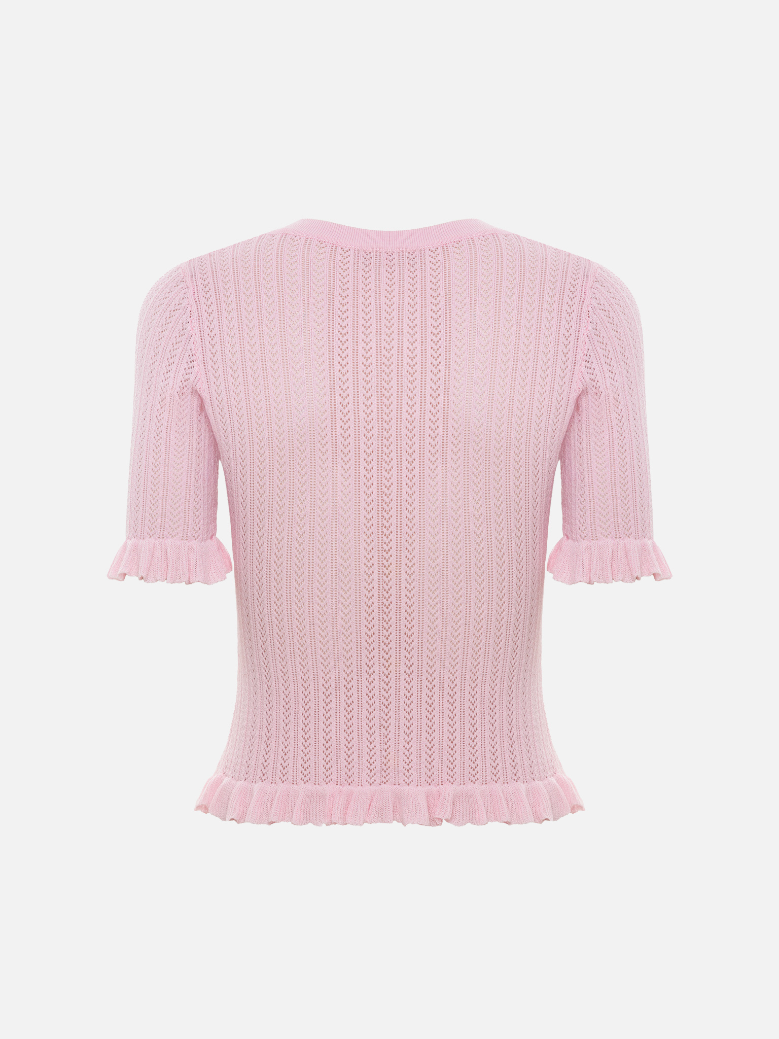 Openwork jersey top with short sleeves