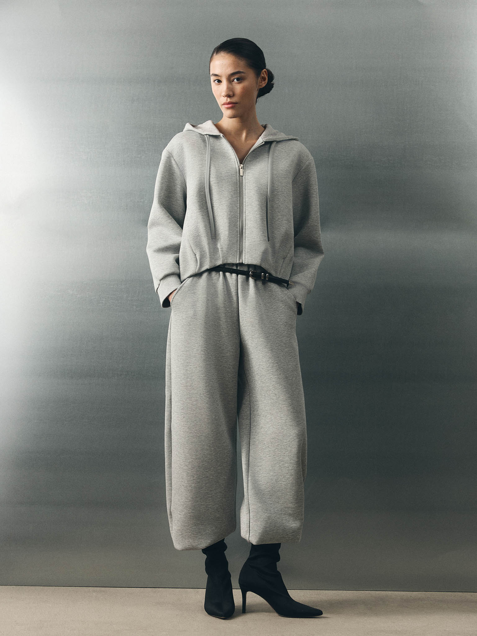 Loose-fit French terry trousers