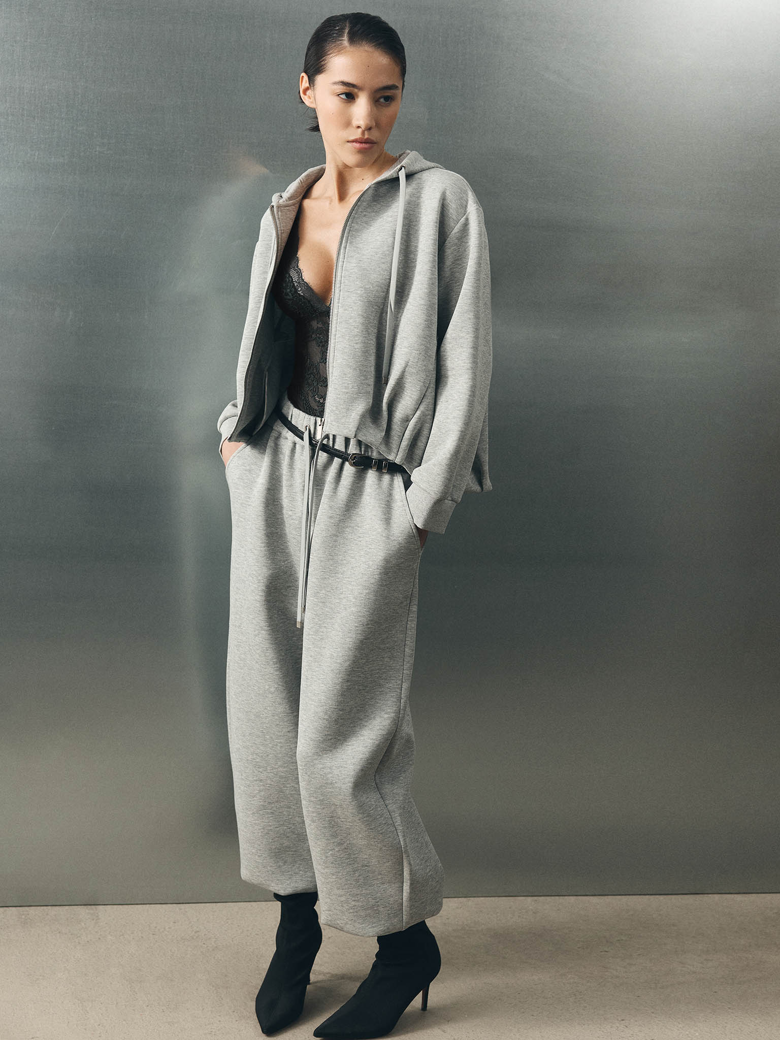 Loose-fit French terry trousers