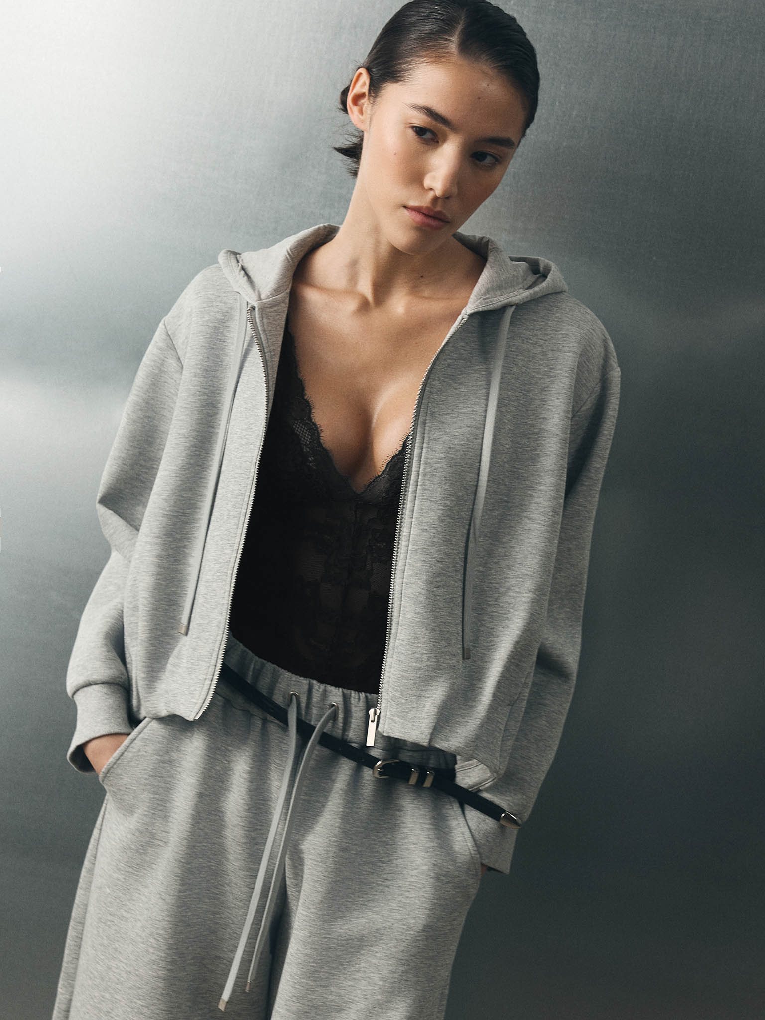 Loose-fit French terry trousers
