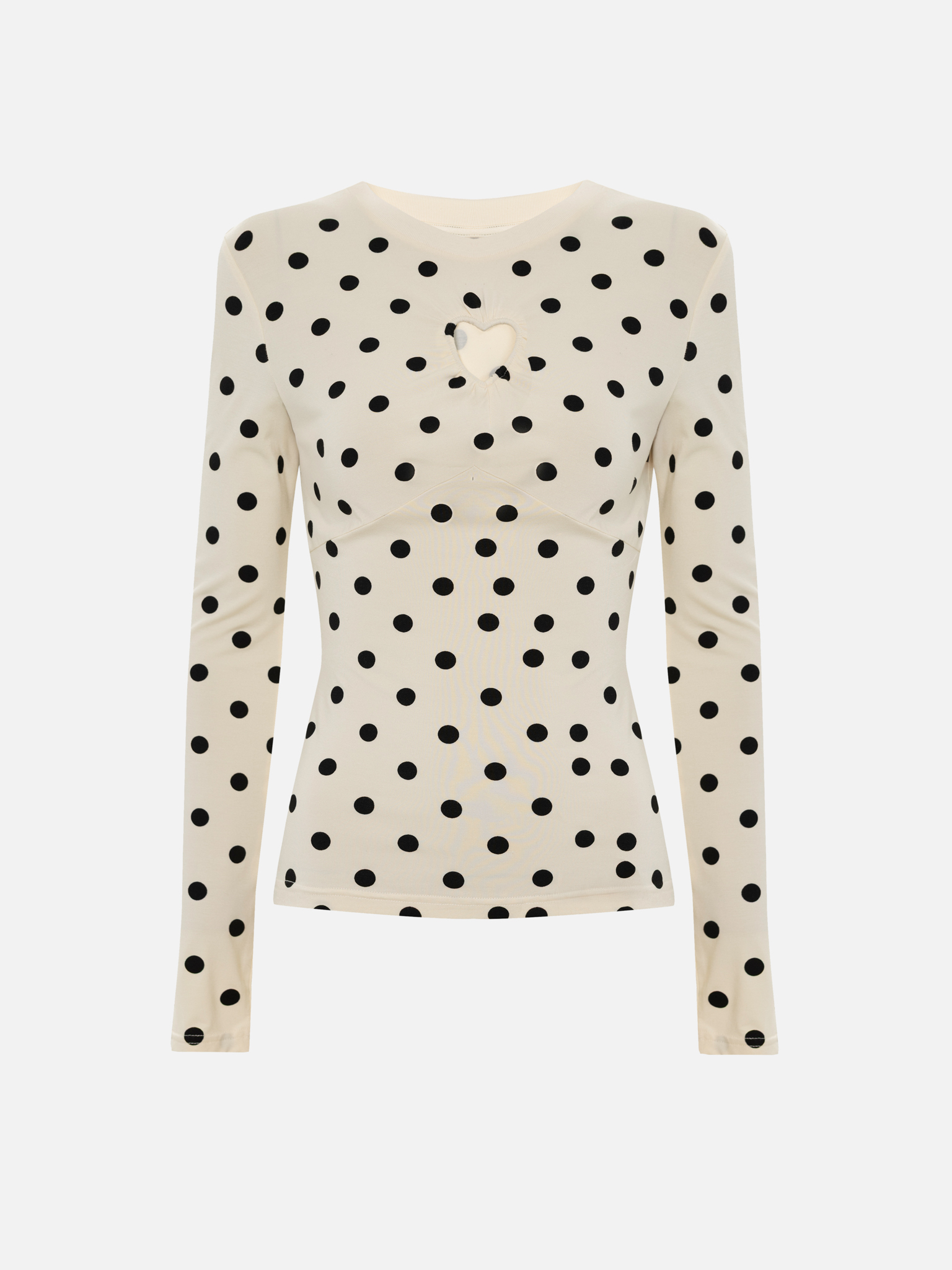 Viscose long sleeve top with heart-shaped cut-out