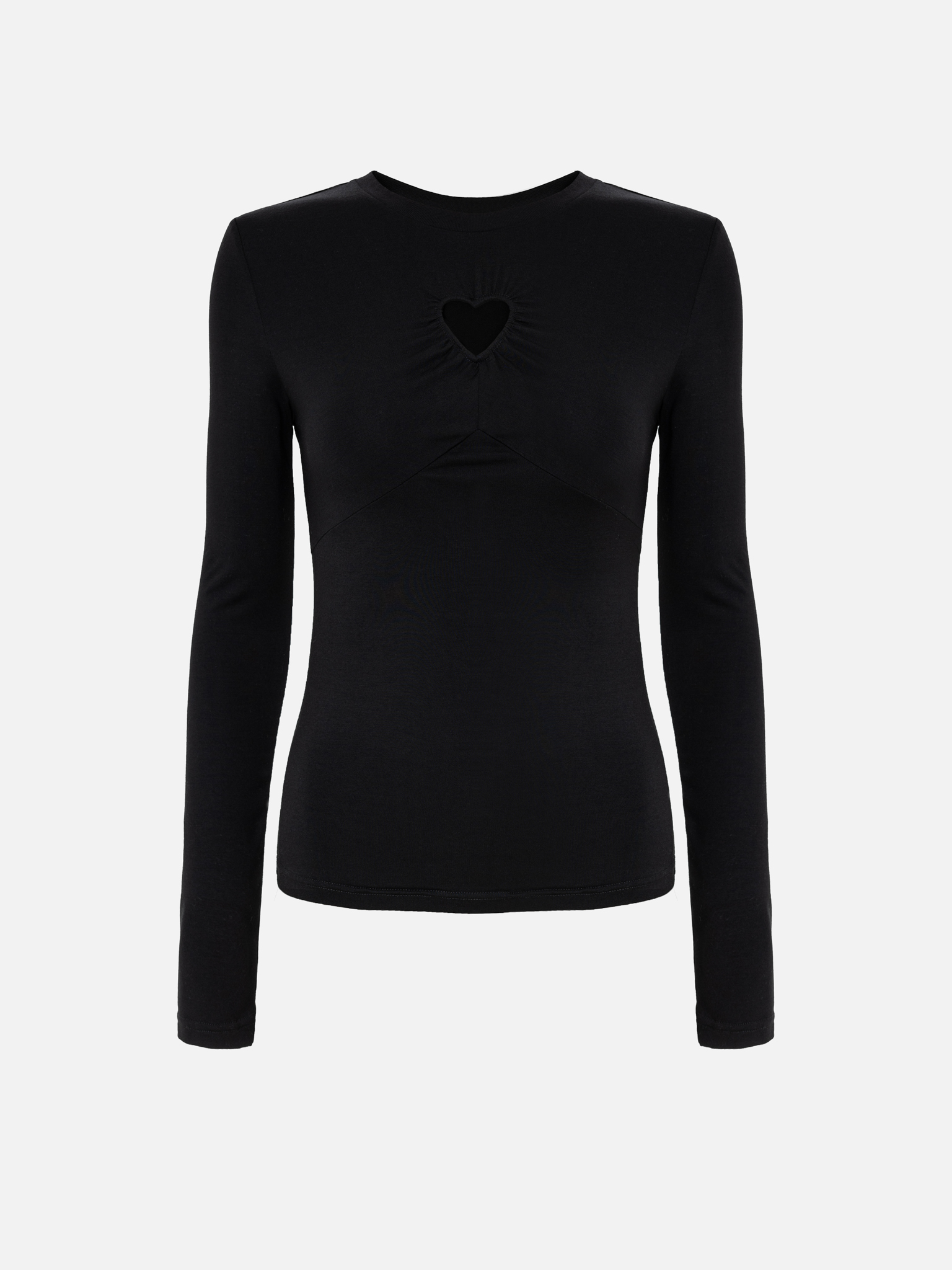 Viscose long sleeve top with heart-shaped cut-out