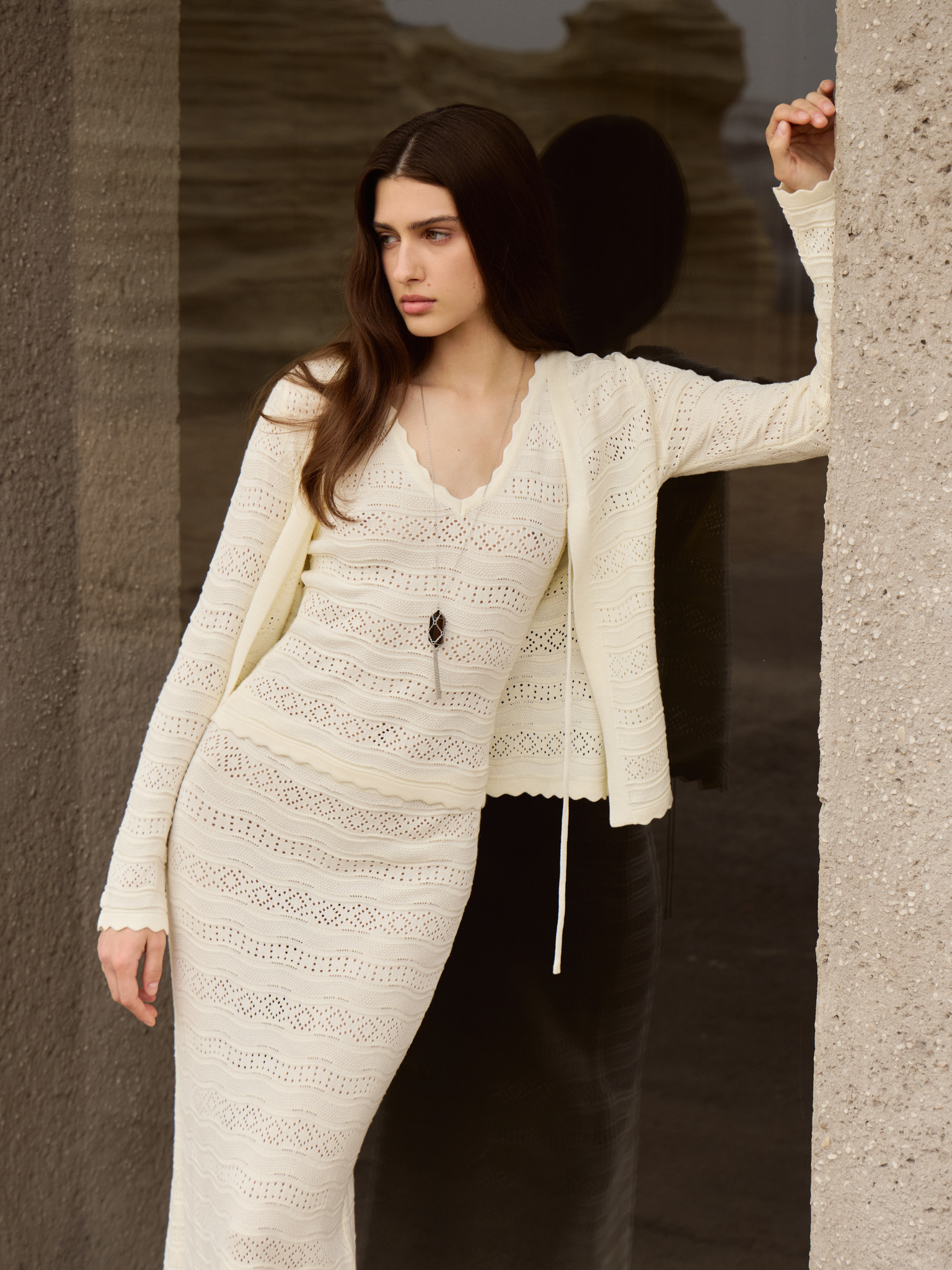 Fitted openwork knitted top